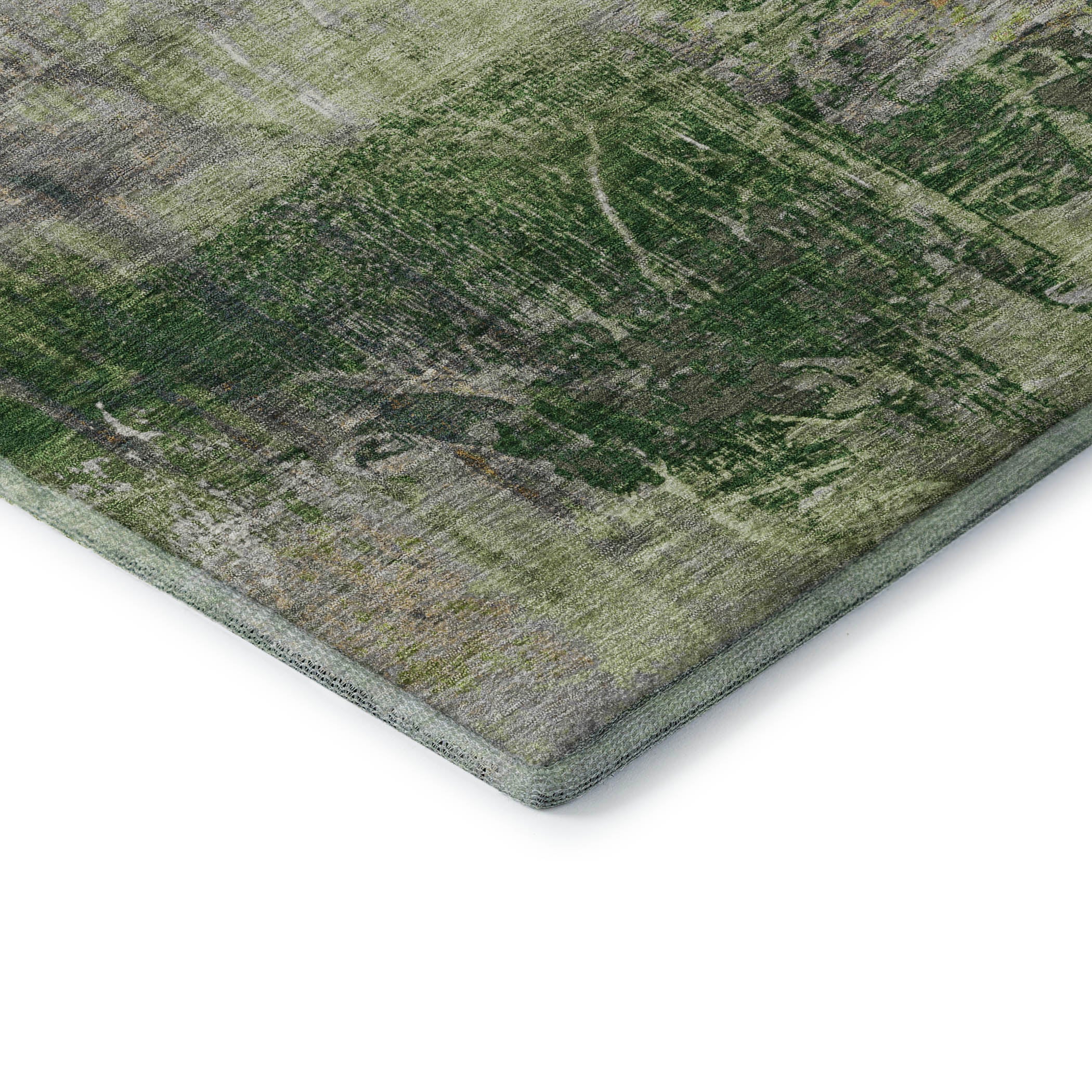 Luang Prabang Machine Washable Transitional Aloe Green Rug 1'8" x 2'6" #shape_Rectangle