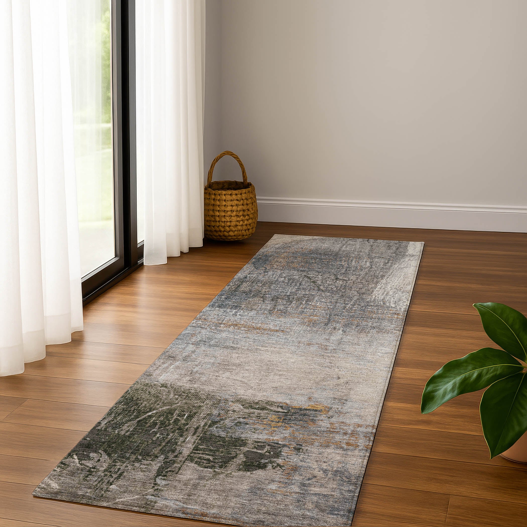 Luang Prabang Machine Washable Transitional Putty Ivory Rug 2'3" x 7'6" #shape_Runner