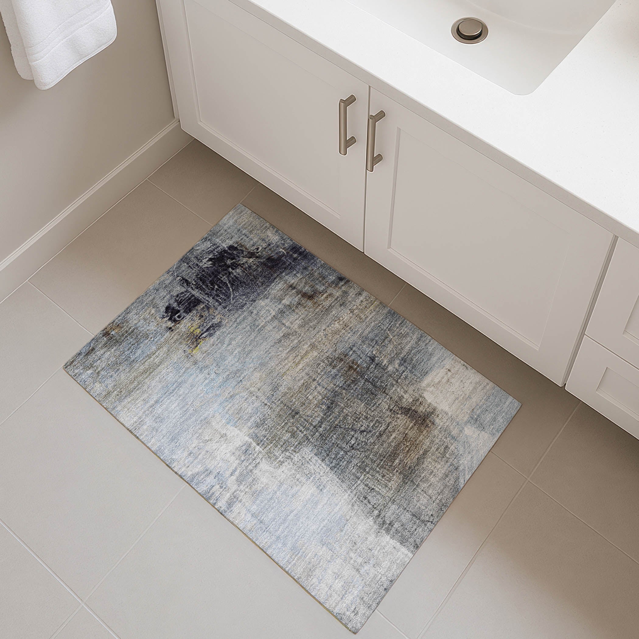 Luang Prabang Machine Washable Transitional Sky Blue Rug 1'8" x 2'6" #shape_Rectangle