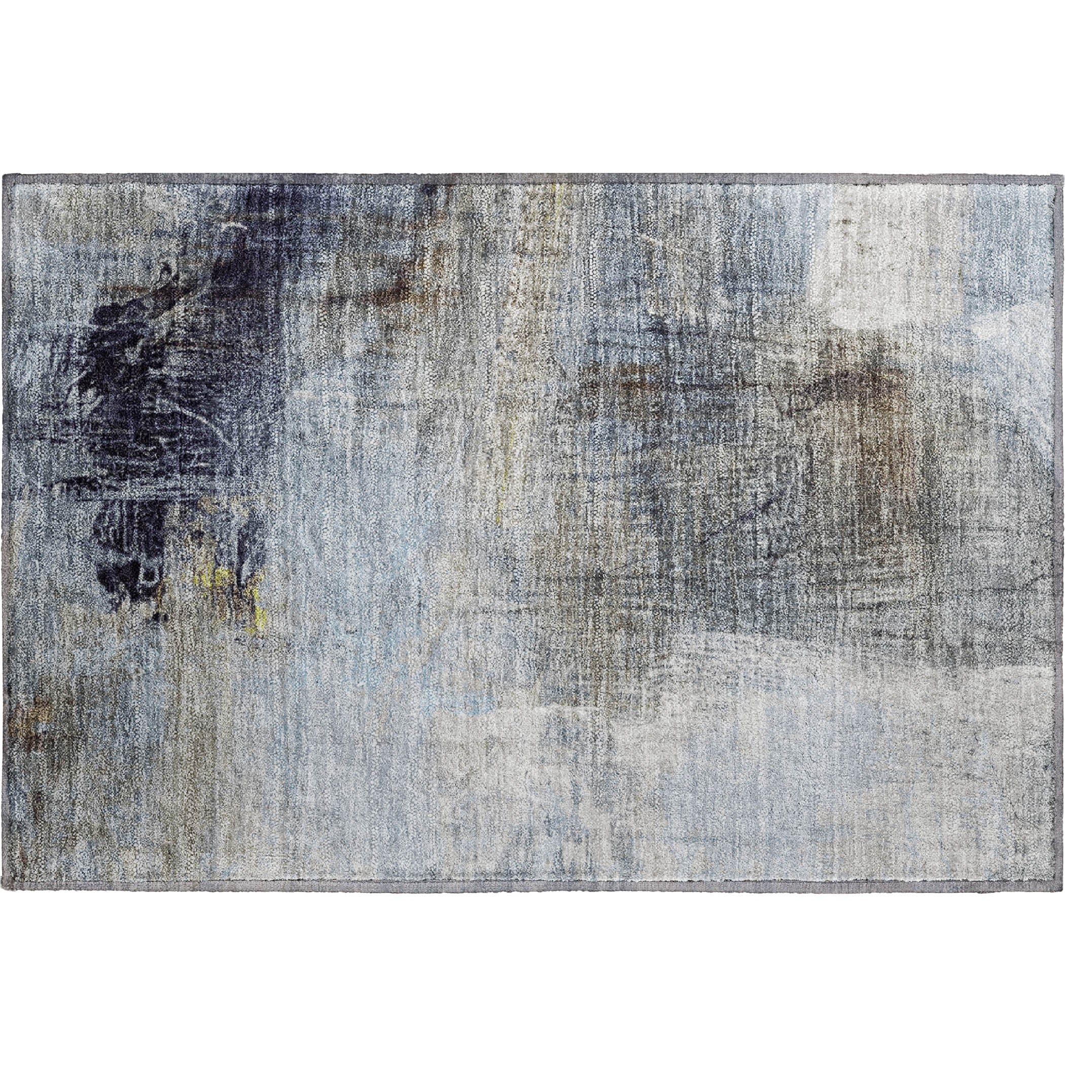 Luang Prabang Machine Washable Transitional Sky Blue Rug 1'8" x 2'6" #shape_Rectangle