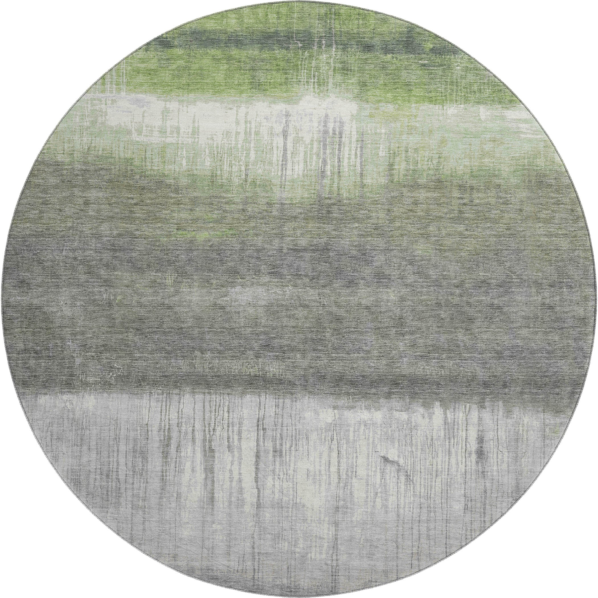 Hoi An Machine Washable Transitional Fern Green Rug 8' x 8' #shape_Round