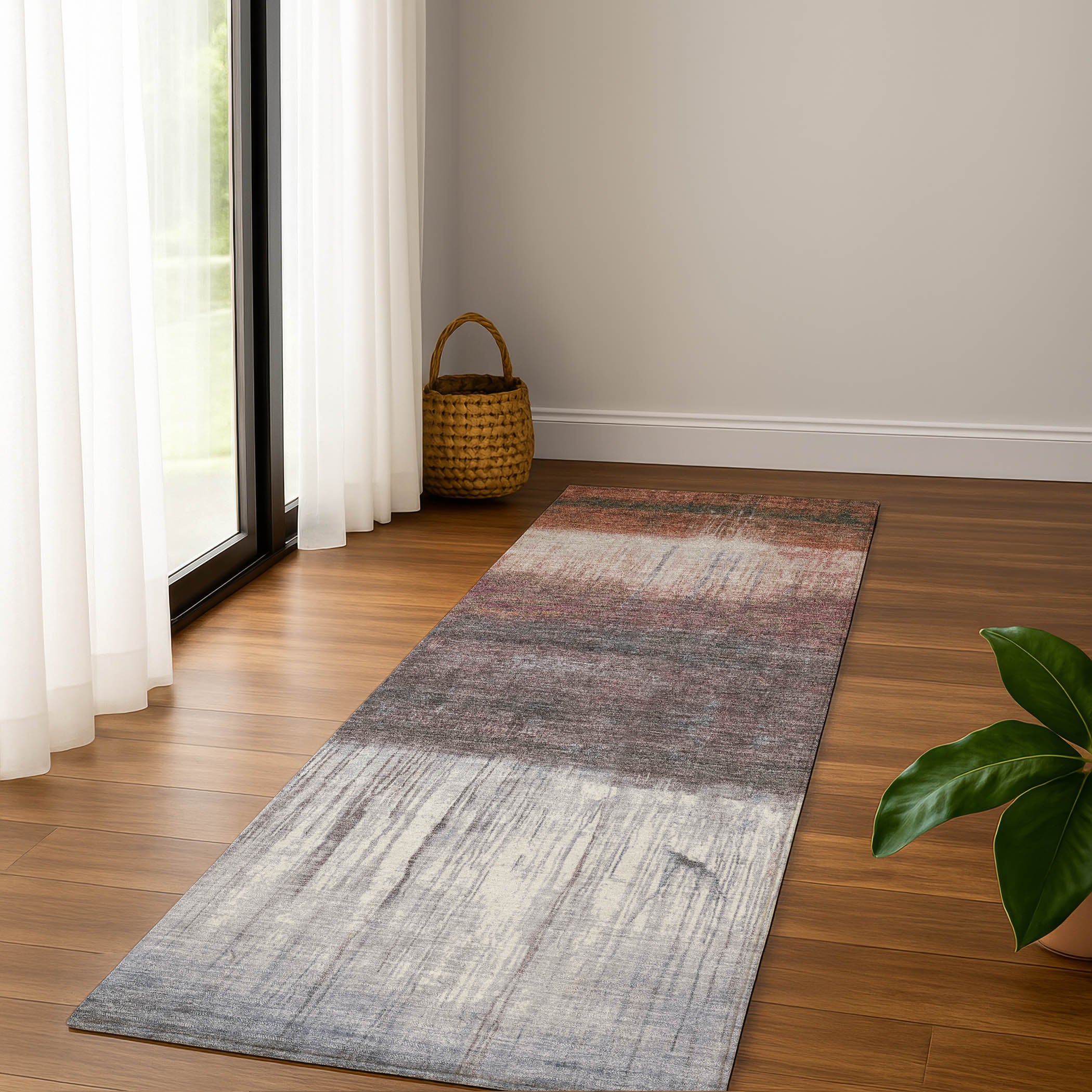 Hoi An Machine Washable Transitional Paprika Orange Rug 2'3" x 7'6" #shape_Runner