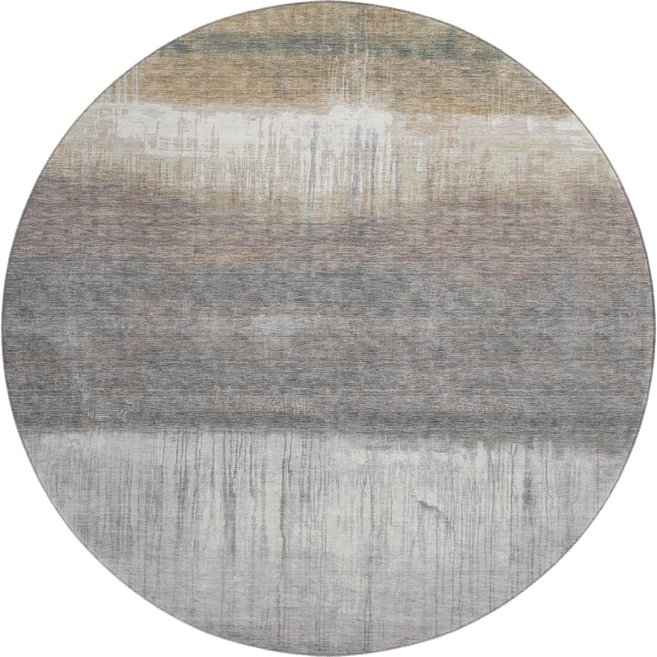 Hoi An Machine Washable Transitional Taupe Brown Rug 8' x 8' #shape_Round