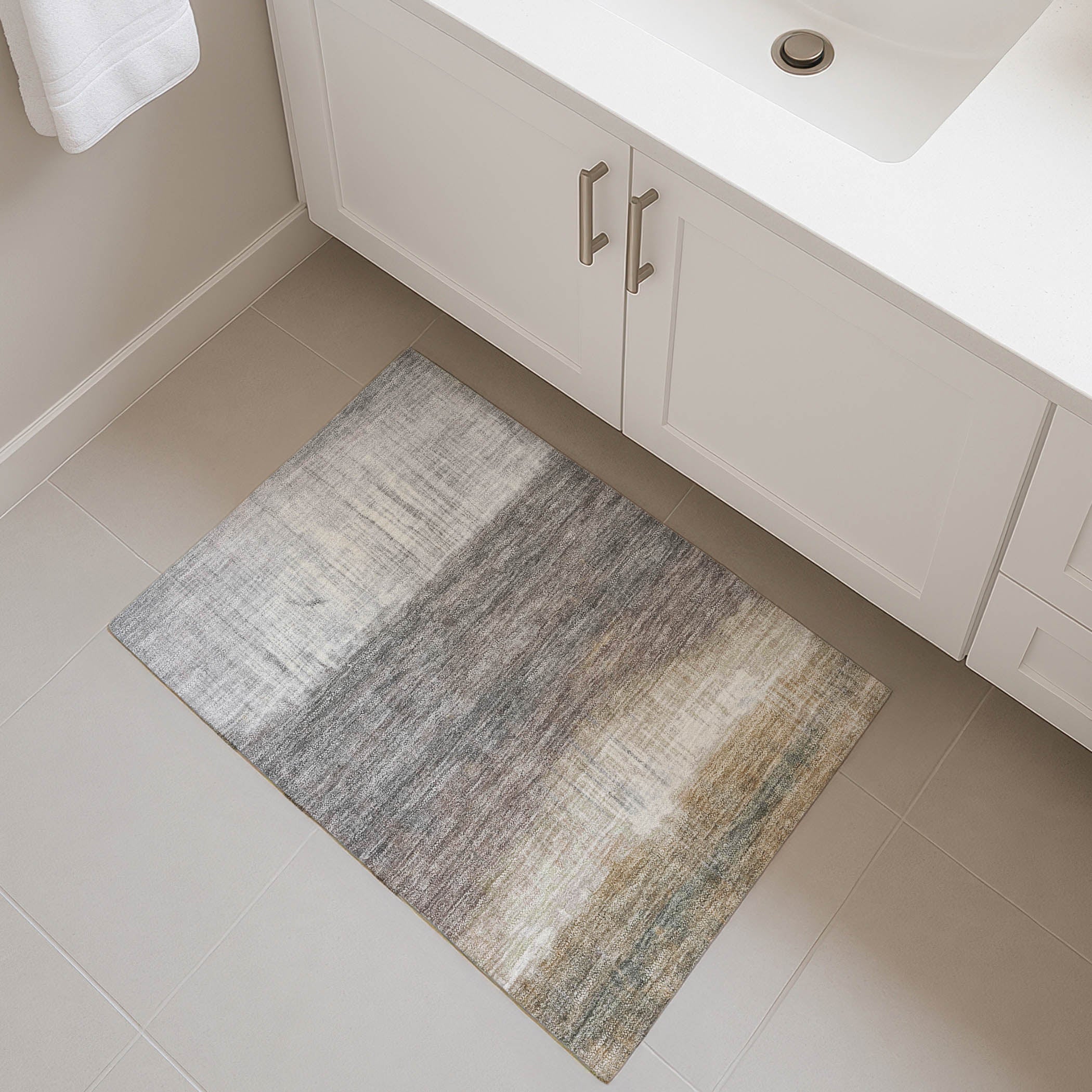 Hoi An Machine Washable Transitional Taupe Brown Rug 1'8" x 2'6" #shape_Rectangle