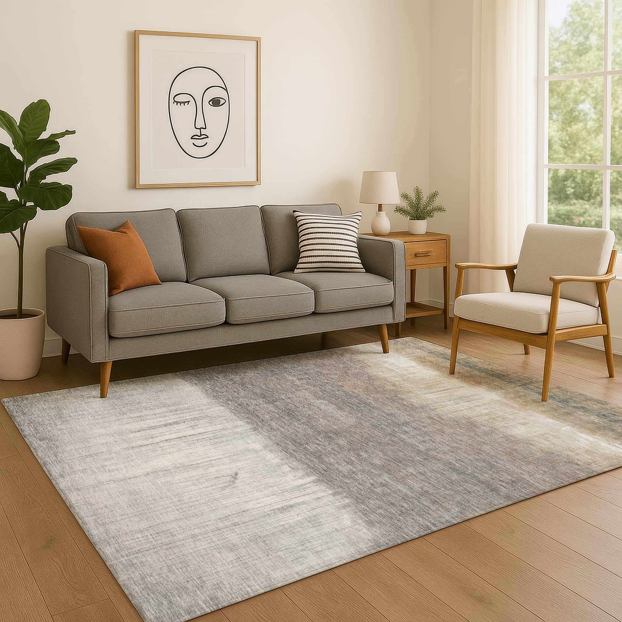 Hoi An Machine Washable Transitional Taupe Brown Rug 2'6" x 3'10" #shape_Rectangle