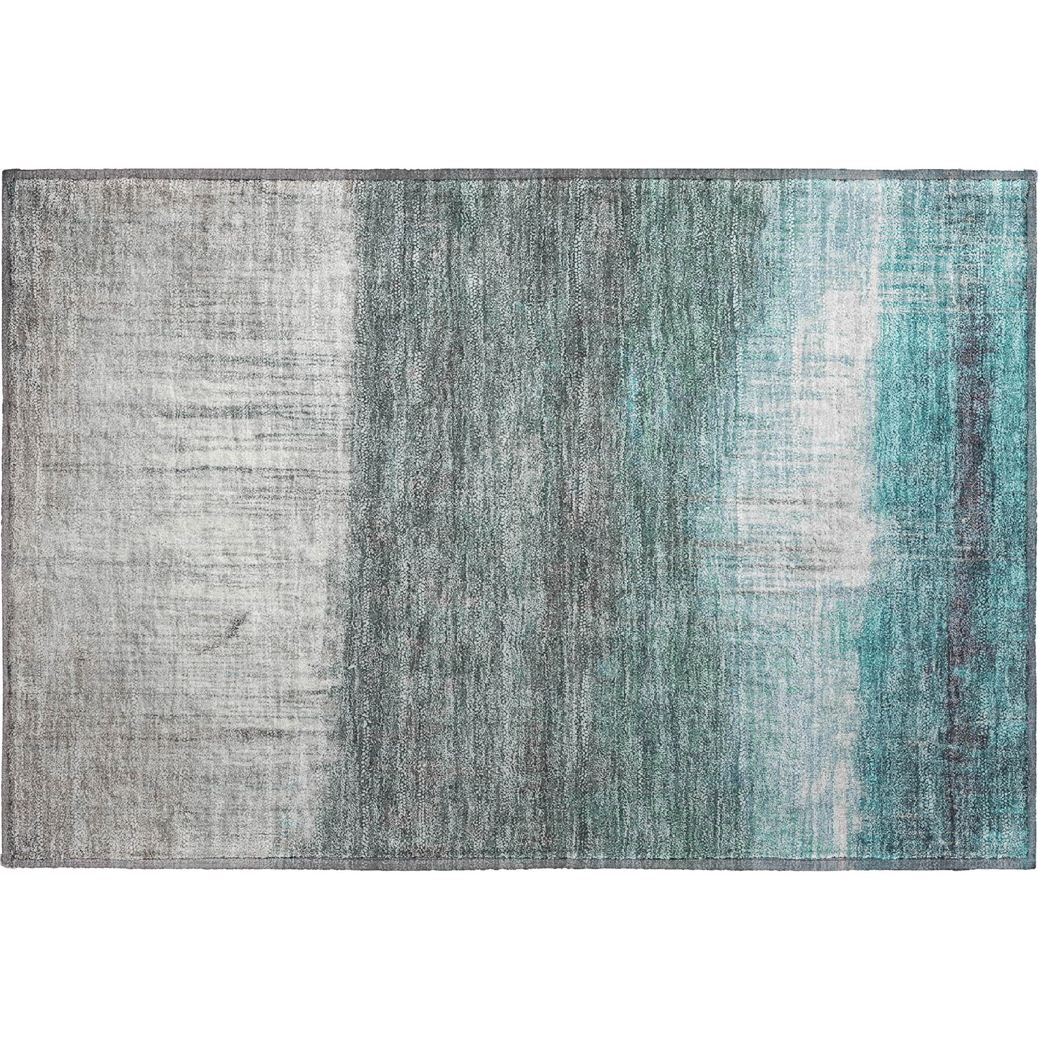 Hoi An Machine Washable Transitional Teal Rug 1'8" x 2'6" #shape_Rectangle
