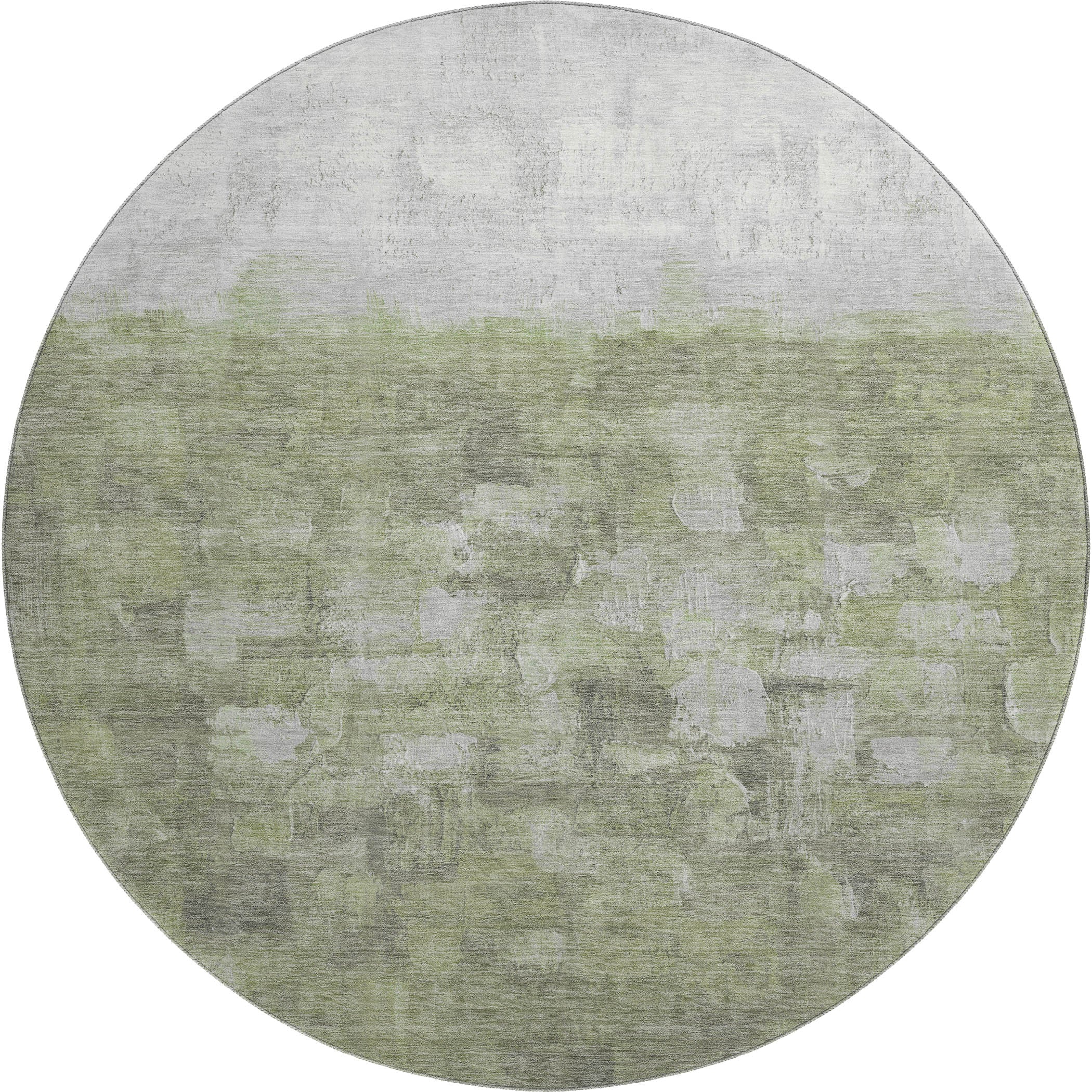 Rome Machine Washable Transitional Fern Green Rug 8' x 8' #shape_Round