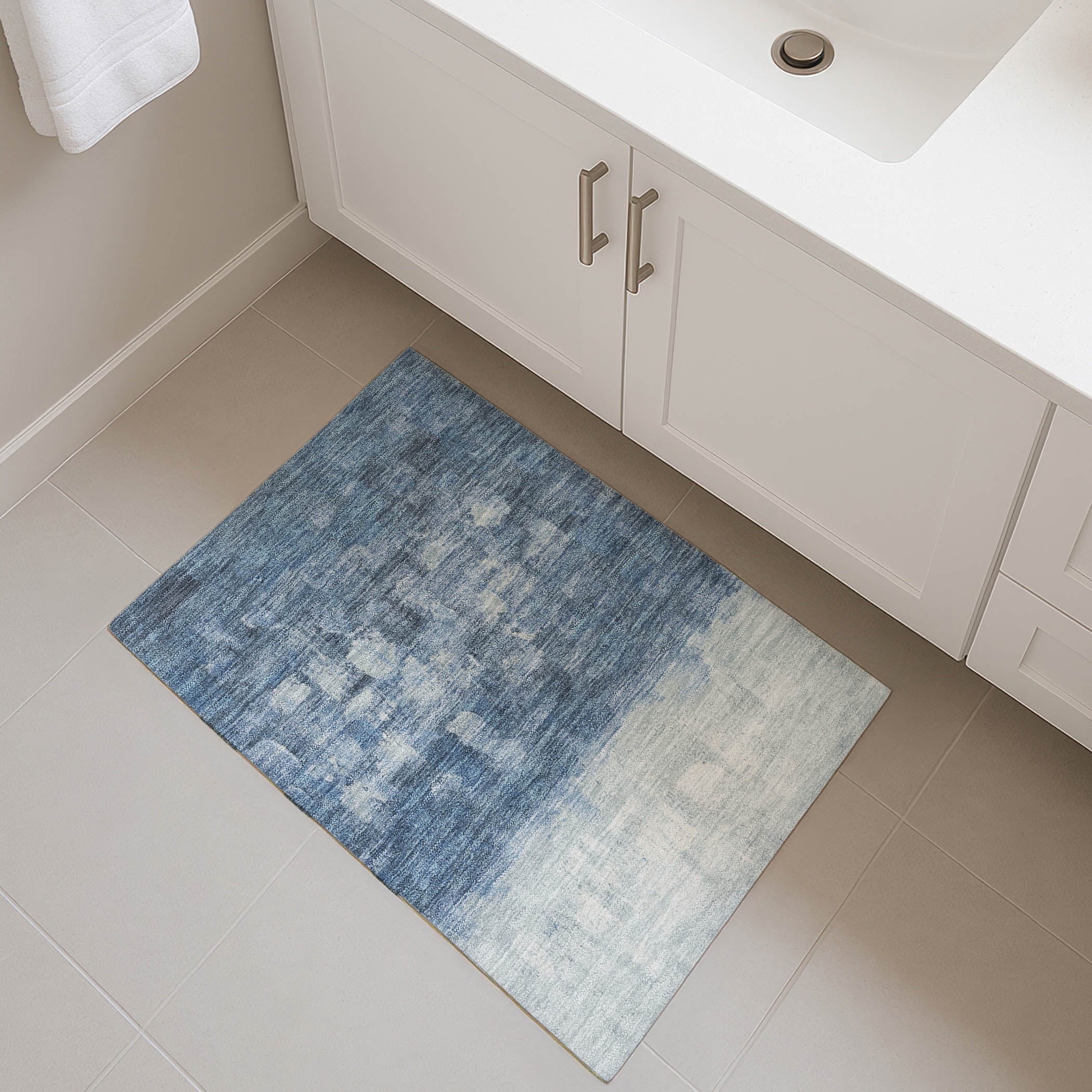 Rome Machine Washable Transitional Navy Blue Rug 1'8" x 2'6" #shape_Rectangle