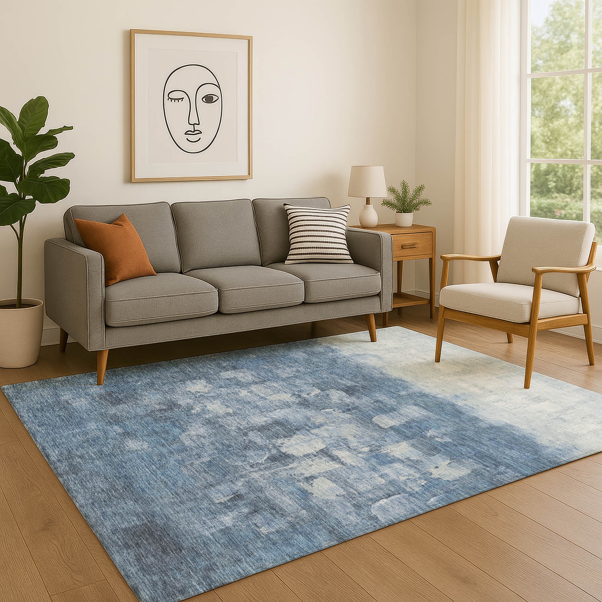 Rome Machine Washable Transitional Navy Blue Rug 2'6" x 3'10" #shape_Rectangle