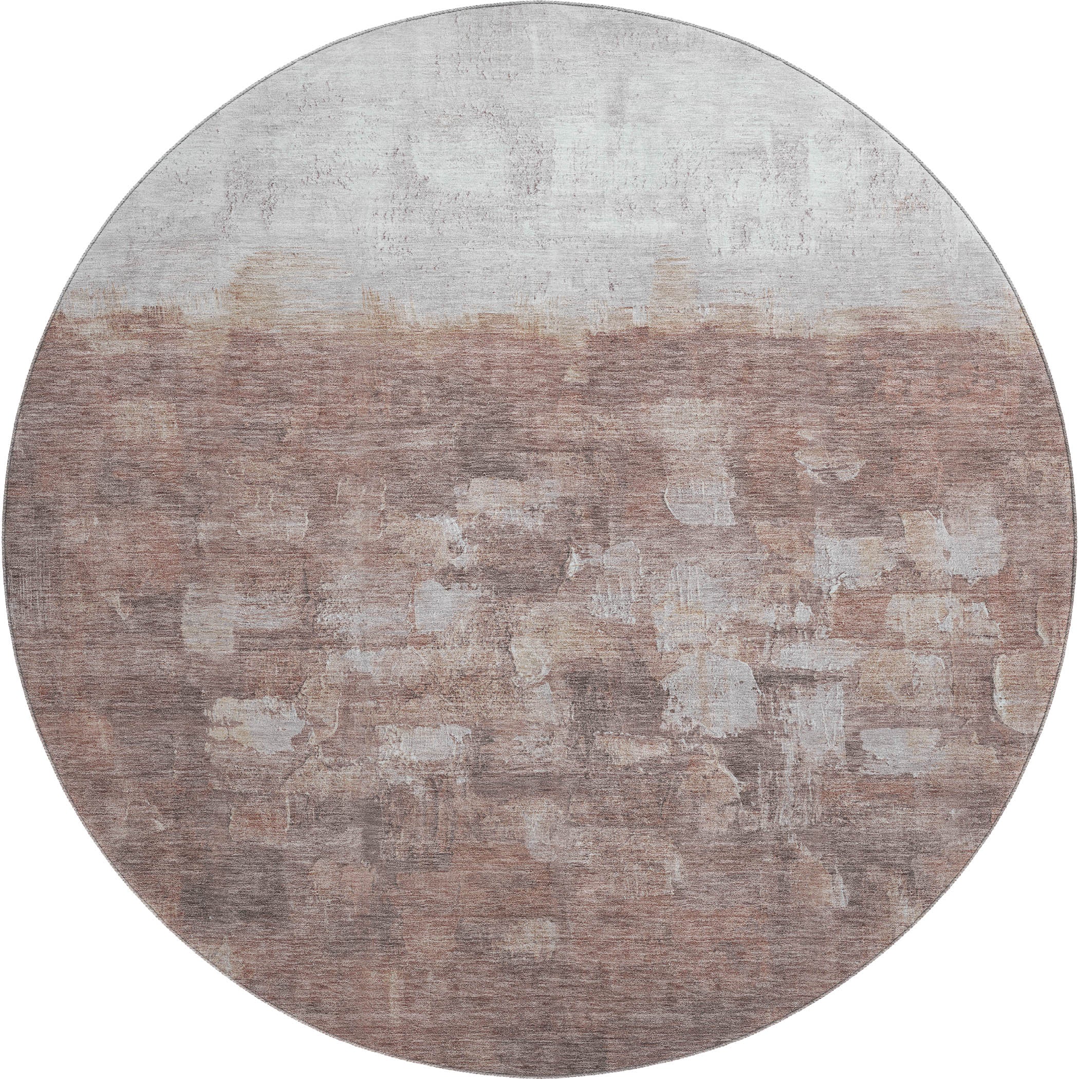 Rome Machine Washable Transitional Paprika Orange Rug 8' x 8' #shape_Round