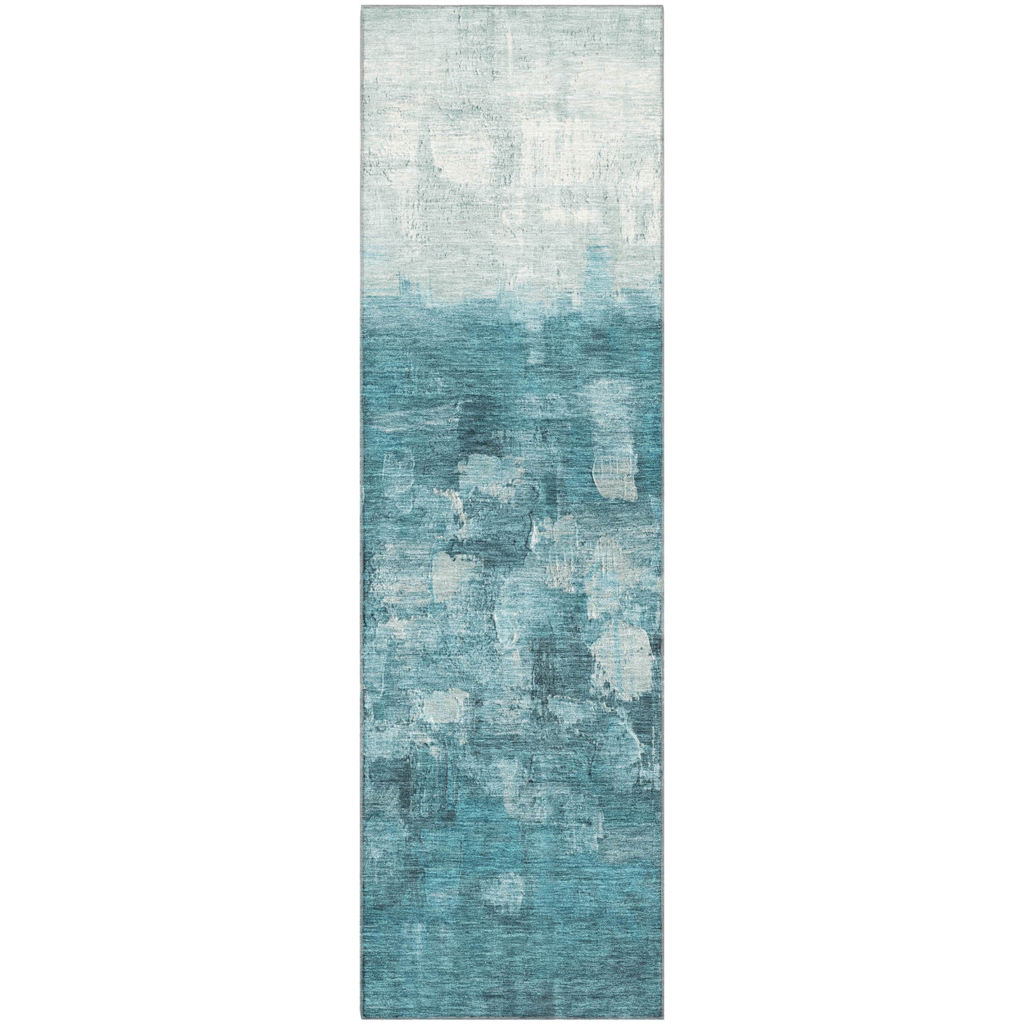 Rome Machine Washable Transitional Teal Rug 2'3" x 7'6" #shape_Runner