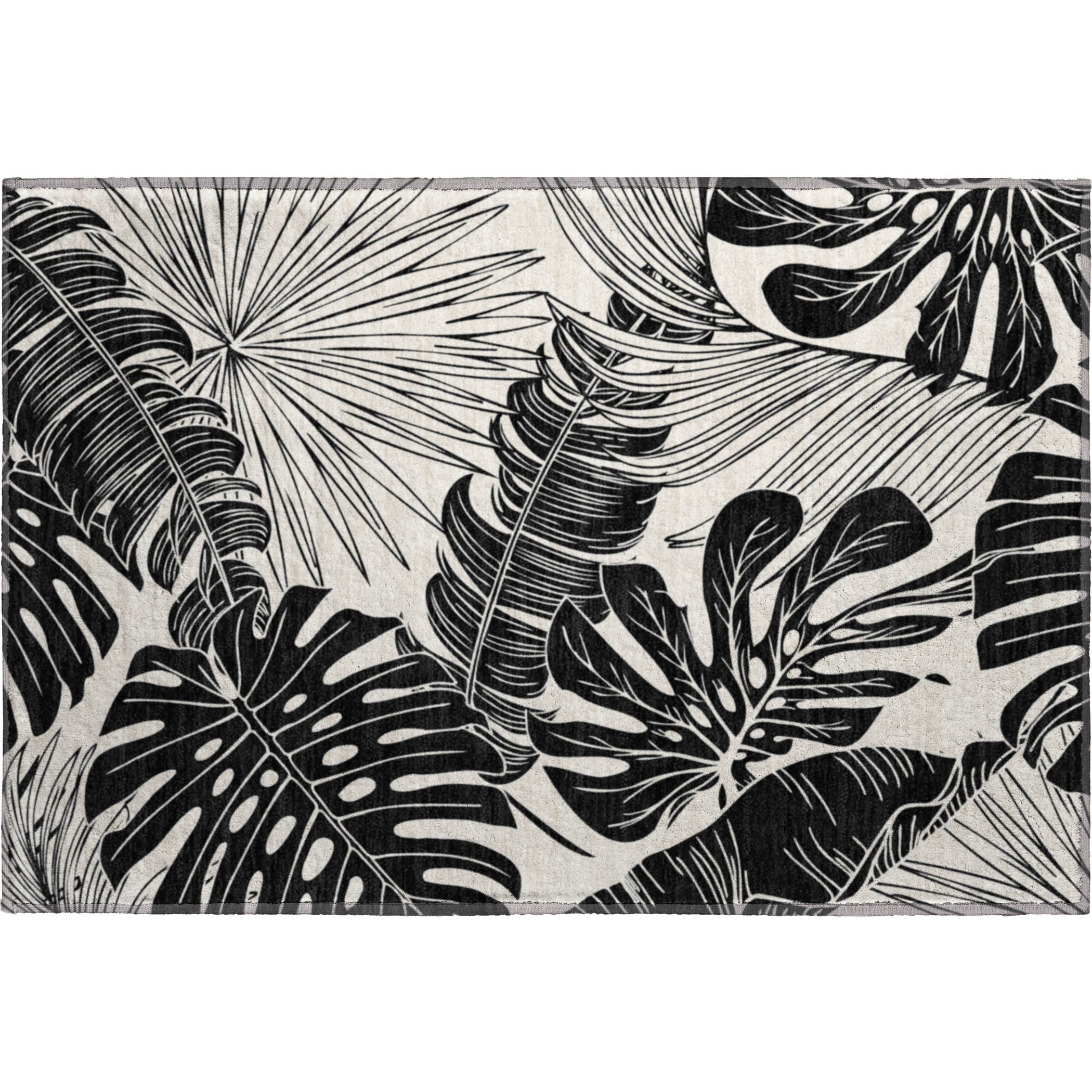 Cartagena Machine Washable Tropical Midnight Black Rug 1'8" x 2'6" #shape_Rectangle