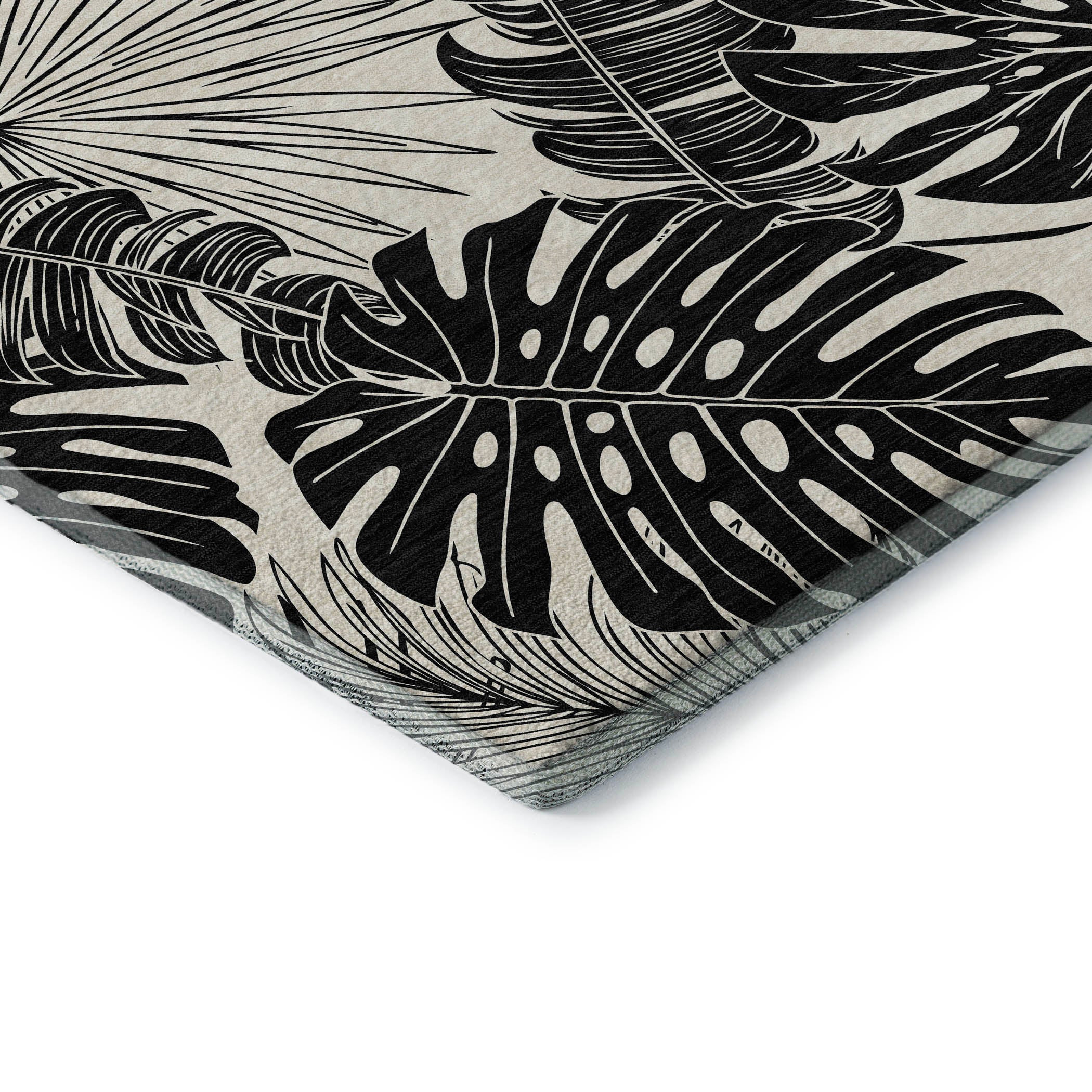 Cartagena Machine Washable Tropical Midnight Black Rug 1'8" x 2'6" #shape_Rectangle