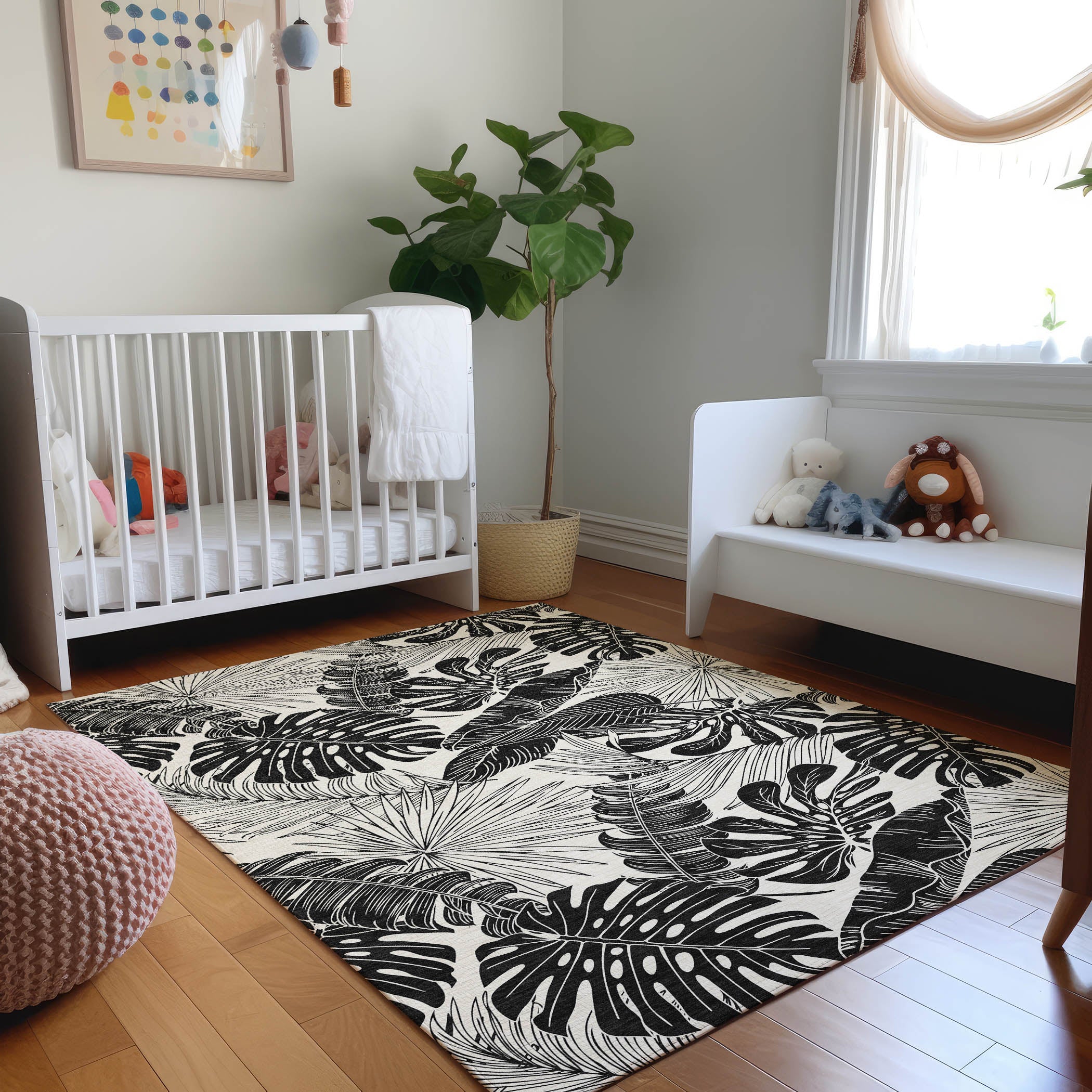 Cartagena Machine Washable Tropical Midnight Black Rug 2'6" x 3'10" #shape_Rectangle