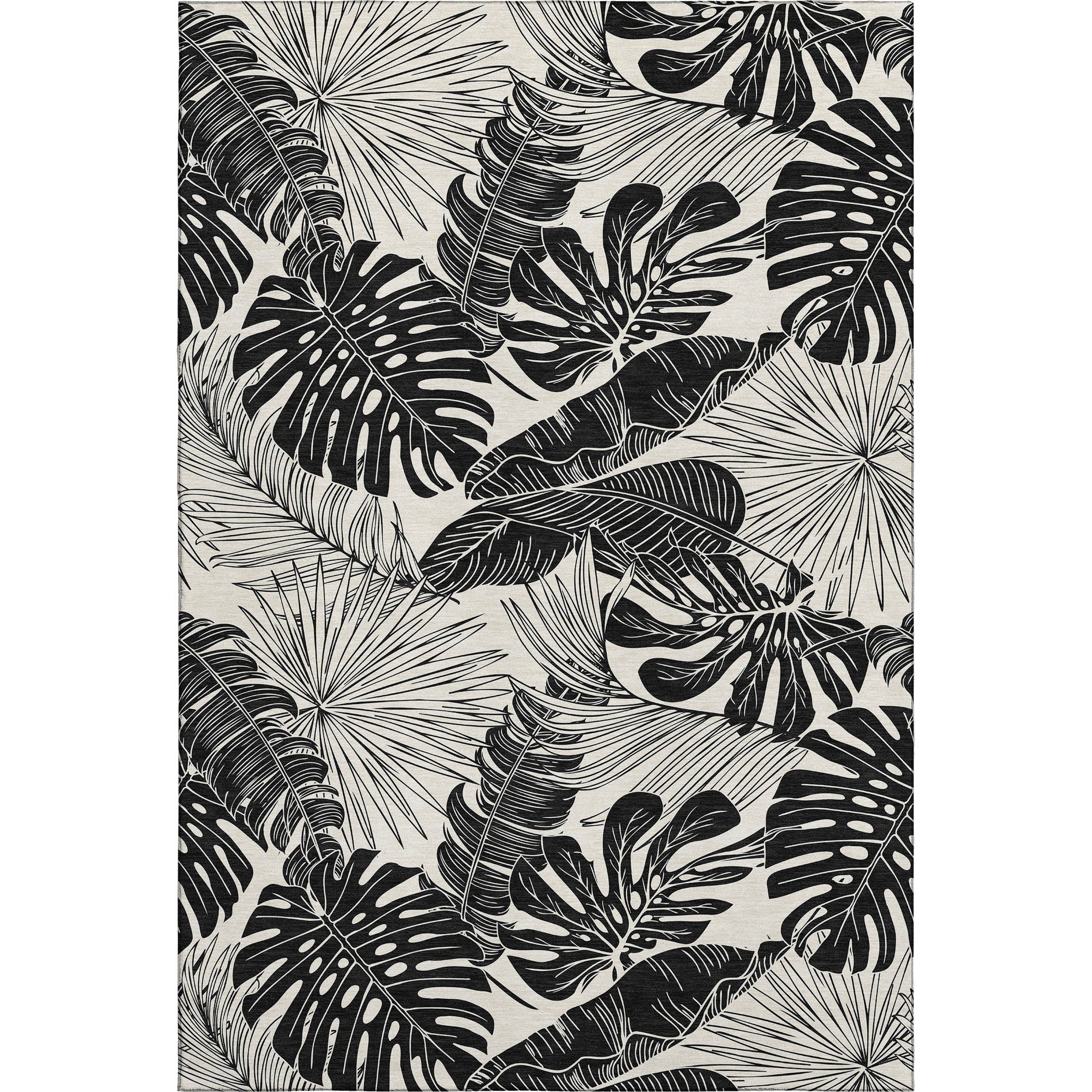 Cartagena Machine Washable Tropical Midnight Black Rug 2'6" x 3'10" #shape_Rectangle