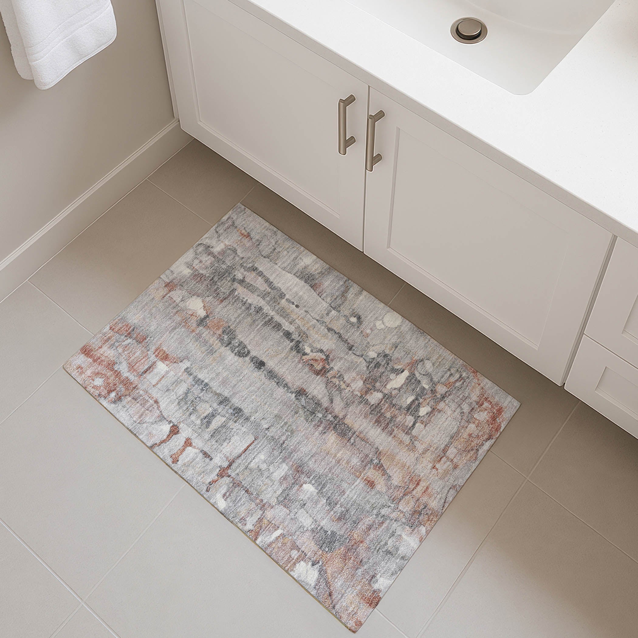 Luang Prabang Machine Washable Transitional Copper Orange Rug 1'8" x 2'6" #shape_Rectangle
