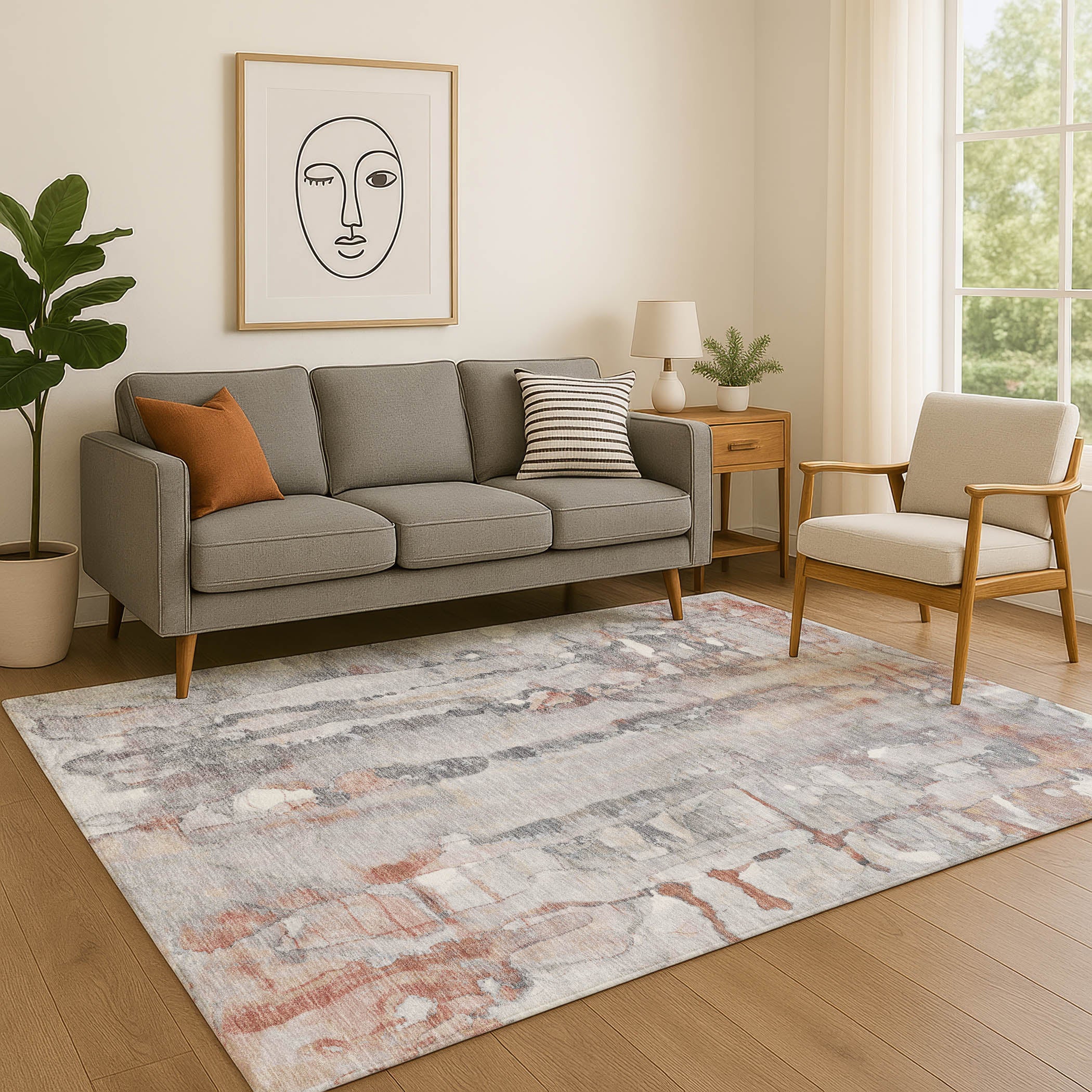 Luang Prabang Machine Washable Transitional Copper Orange Rug 2'6" x 3'10" #shape_Rectangle