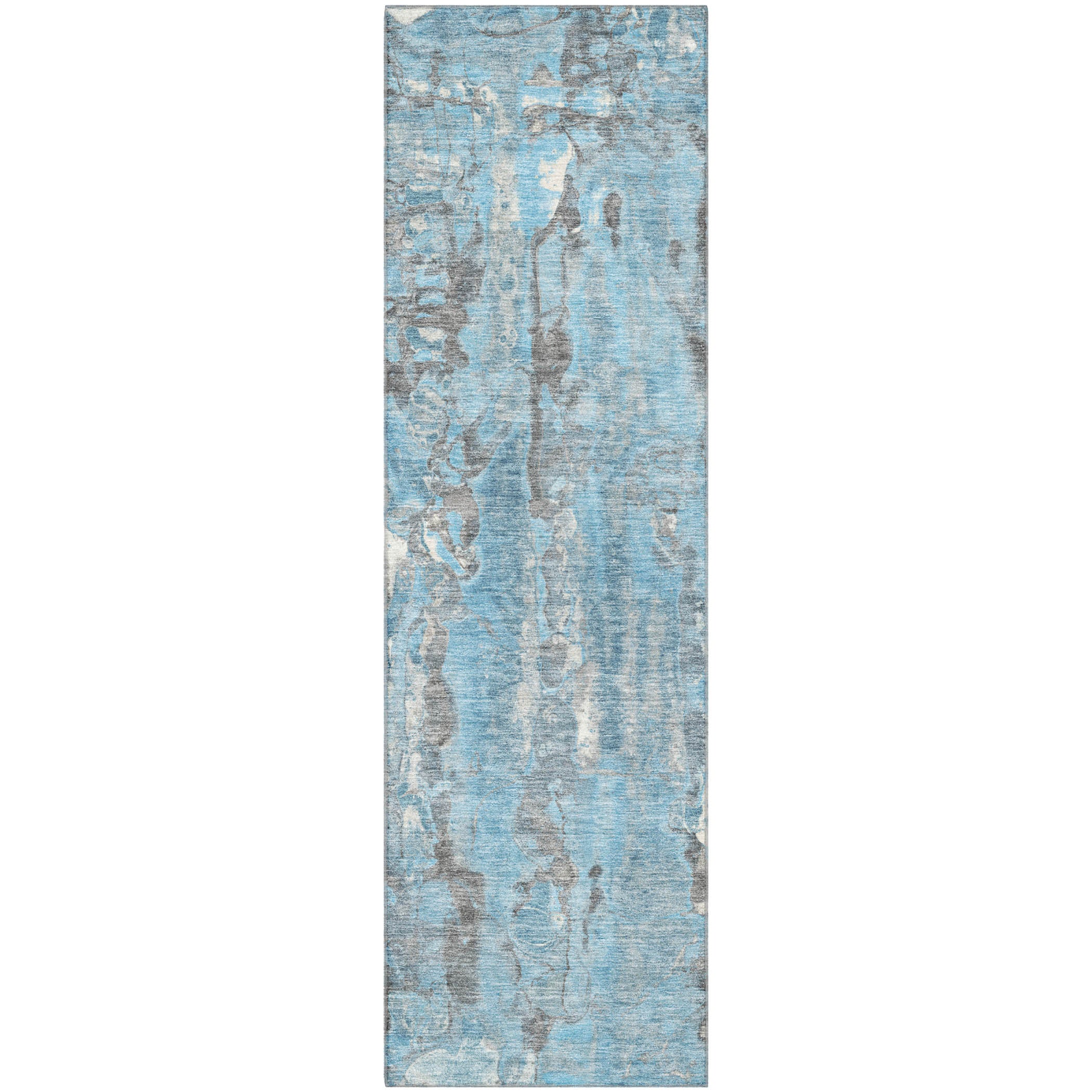 Luang Prabang Machine Washable Transitional Denim Blue Rug 2'3" x 7'6" #shape_Runner