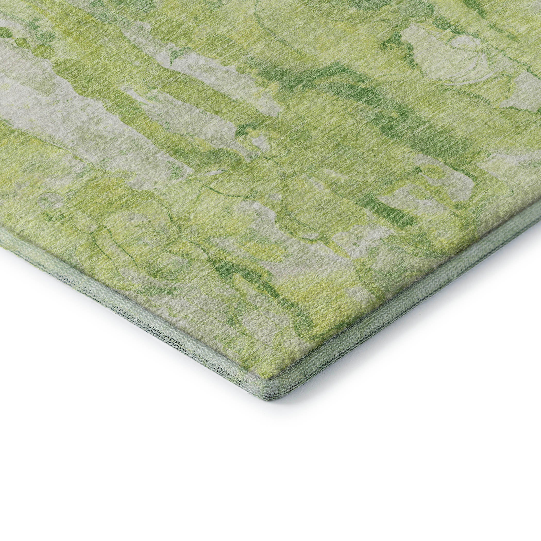 Luang Prabang Machine Washable Transitional Lime Green Rug 1'8" x 2'6" #shape_Rectangle