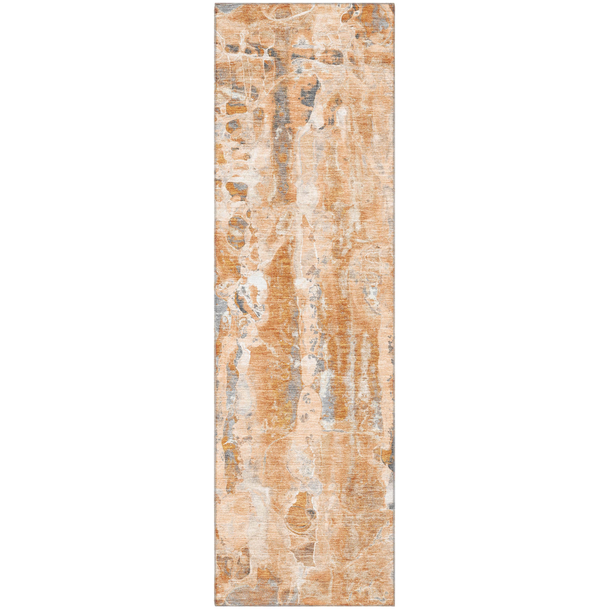 Luang Prabang Machine Washable Transitional Orange Rug 2'3" x 7'6" #shape_Runner