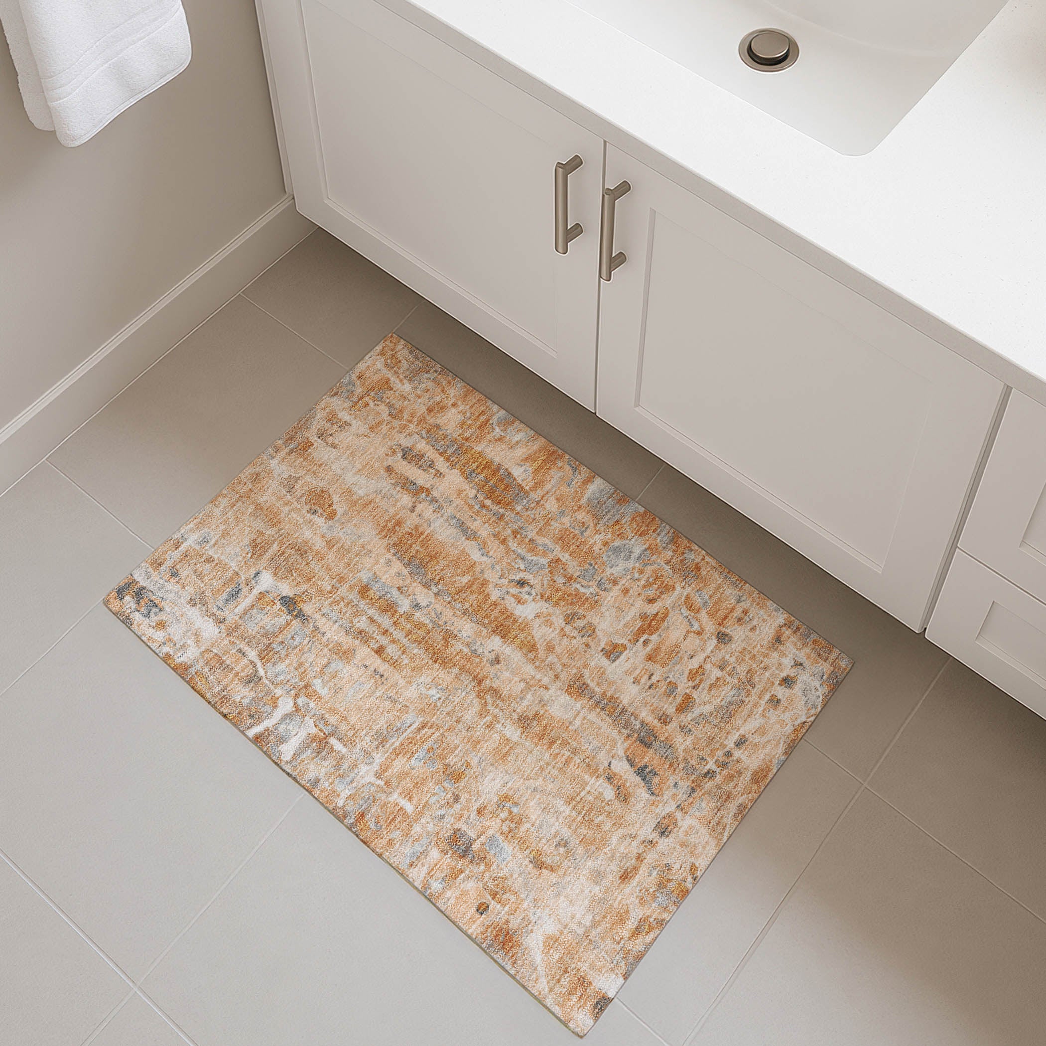 Luang Prabang Machine Washable Transitional Orange Rug 1'8" x 2'6" #shape_Rectangle