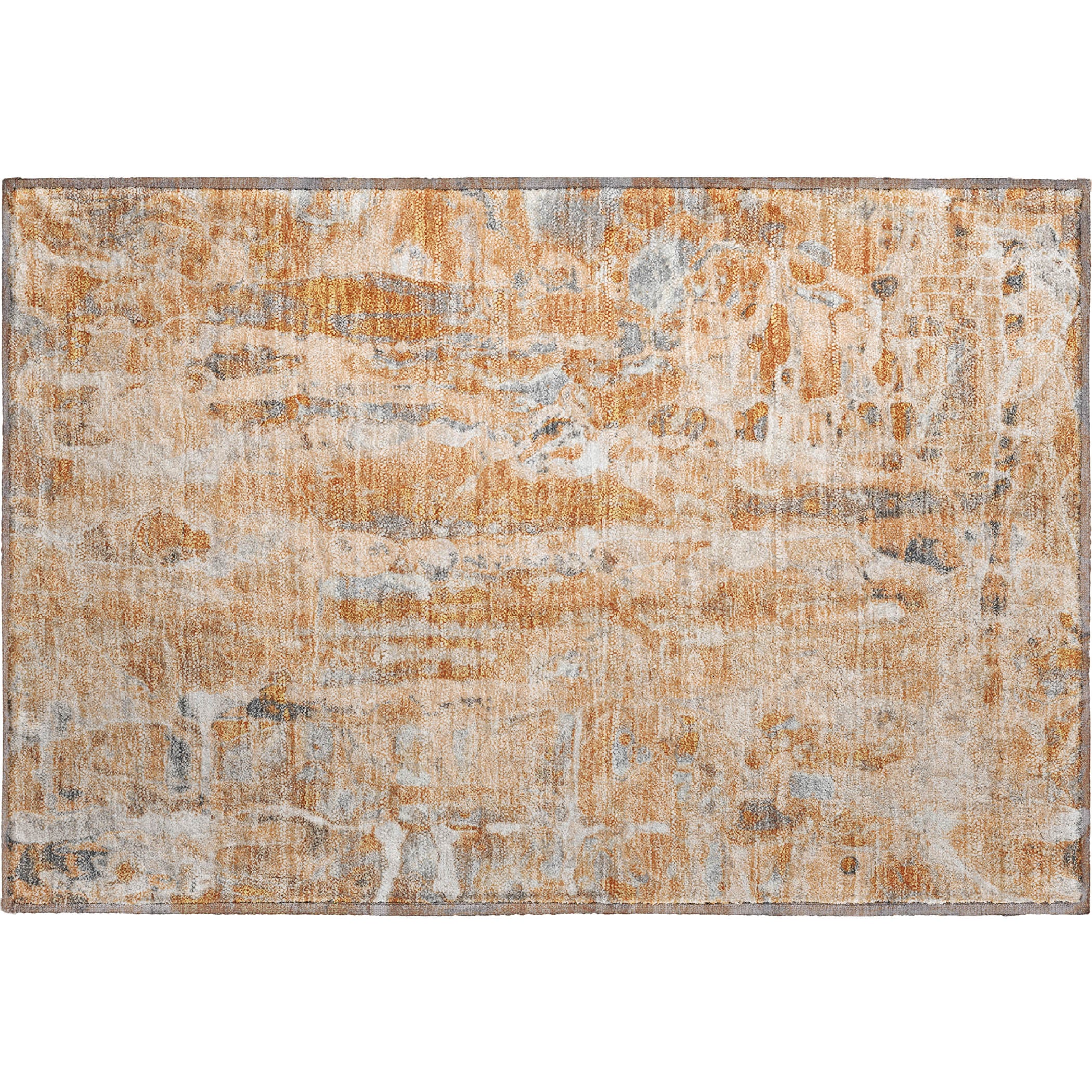 Luang Prabang Machine Washable Transitional Orange Rug 1'8" x 2'6" #shape_Rectangle