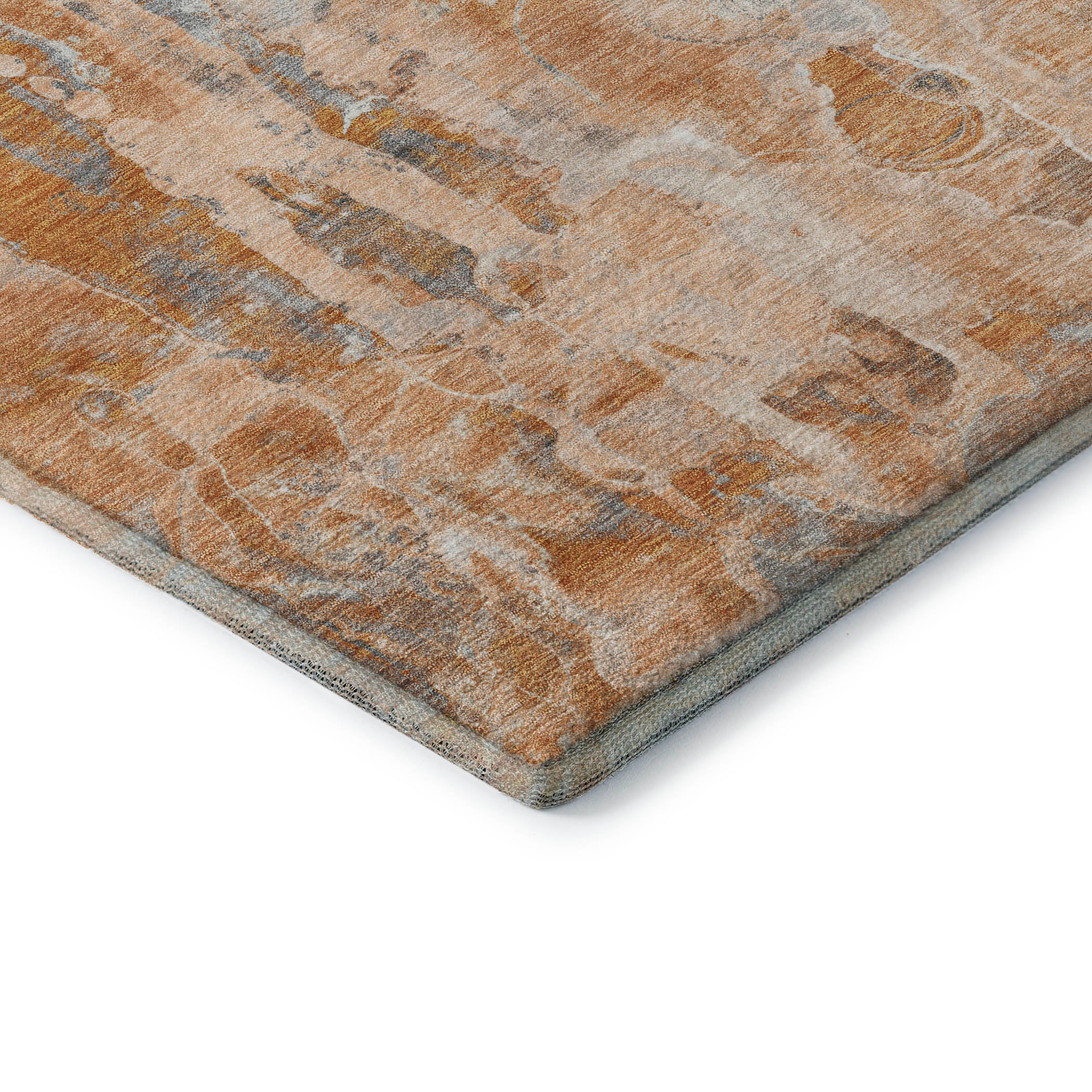 Luang Prabang Machine Washable Transitional Orange Rug 1'8" x 2'6" #shape_Rectangle