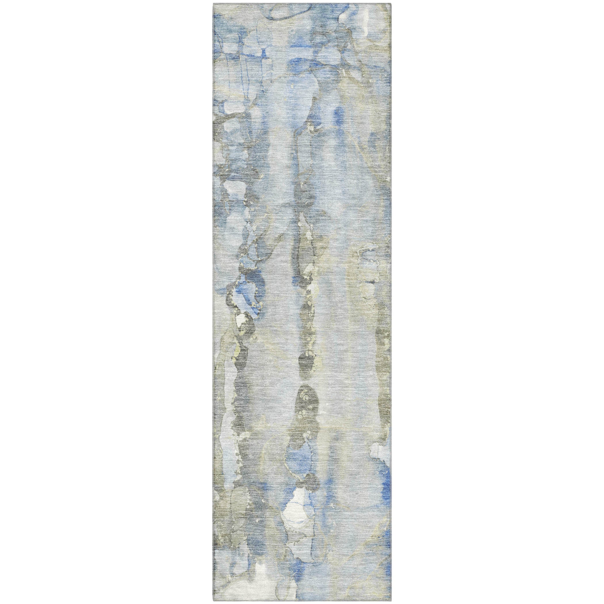 Luang Prabang Machine Washable Transitional Sky Blue Rug 2'3" x 7'6" #shape_Runner