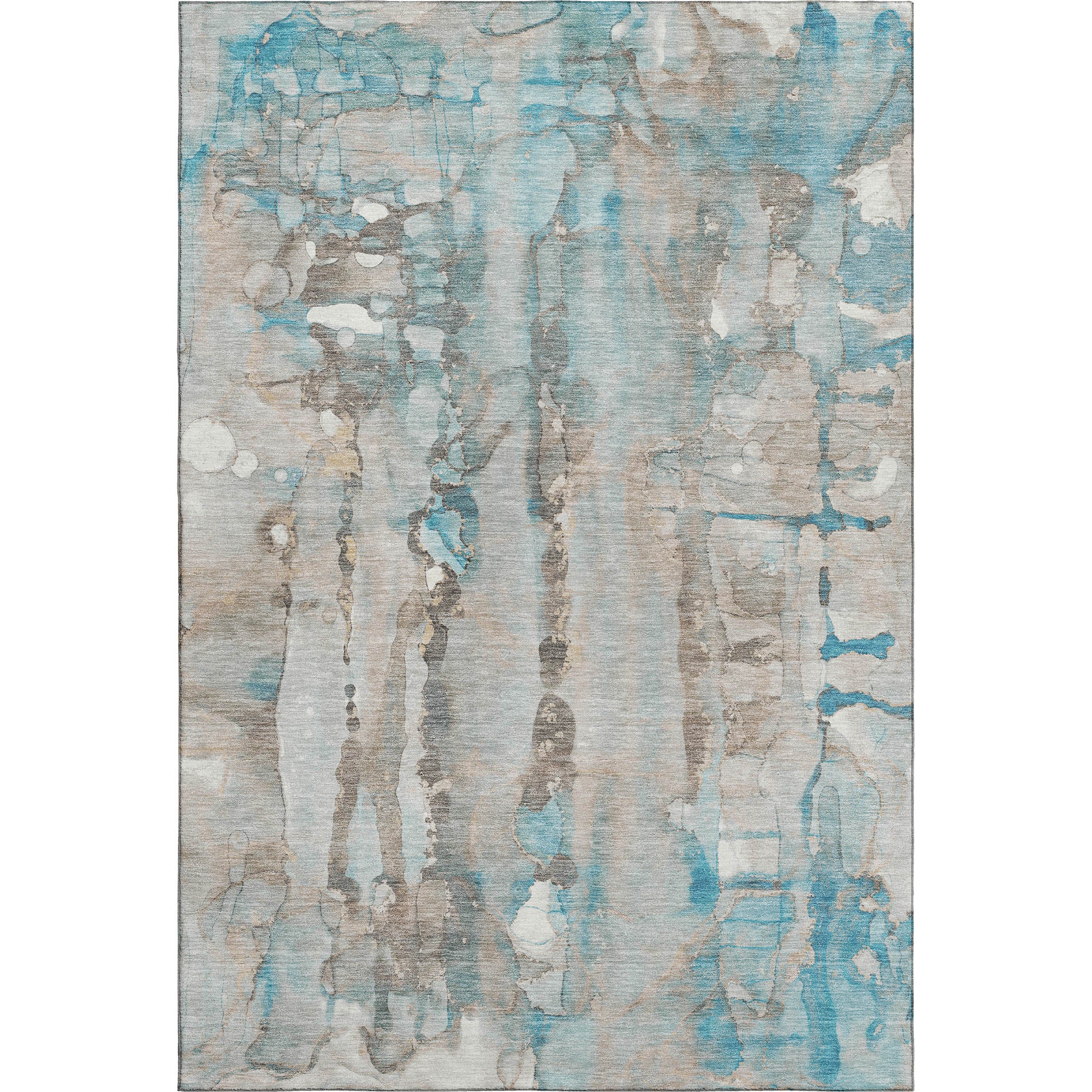 Luang Prabang Machine Washable Transitional Teal Rug 2'6" x 3'10" #shape_Rectangle