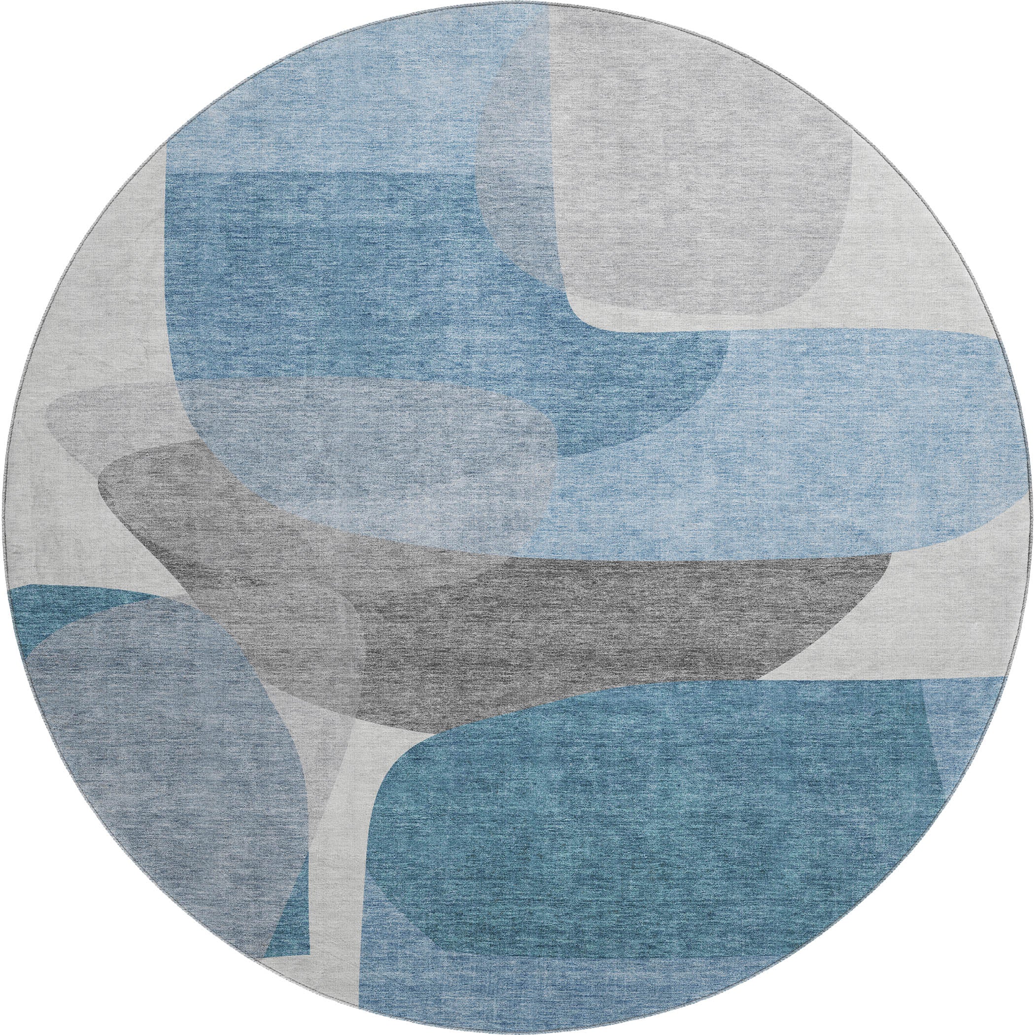 Lima Machine Washable Transitional Denim Blue Rug 8' x 8' #shape_Round