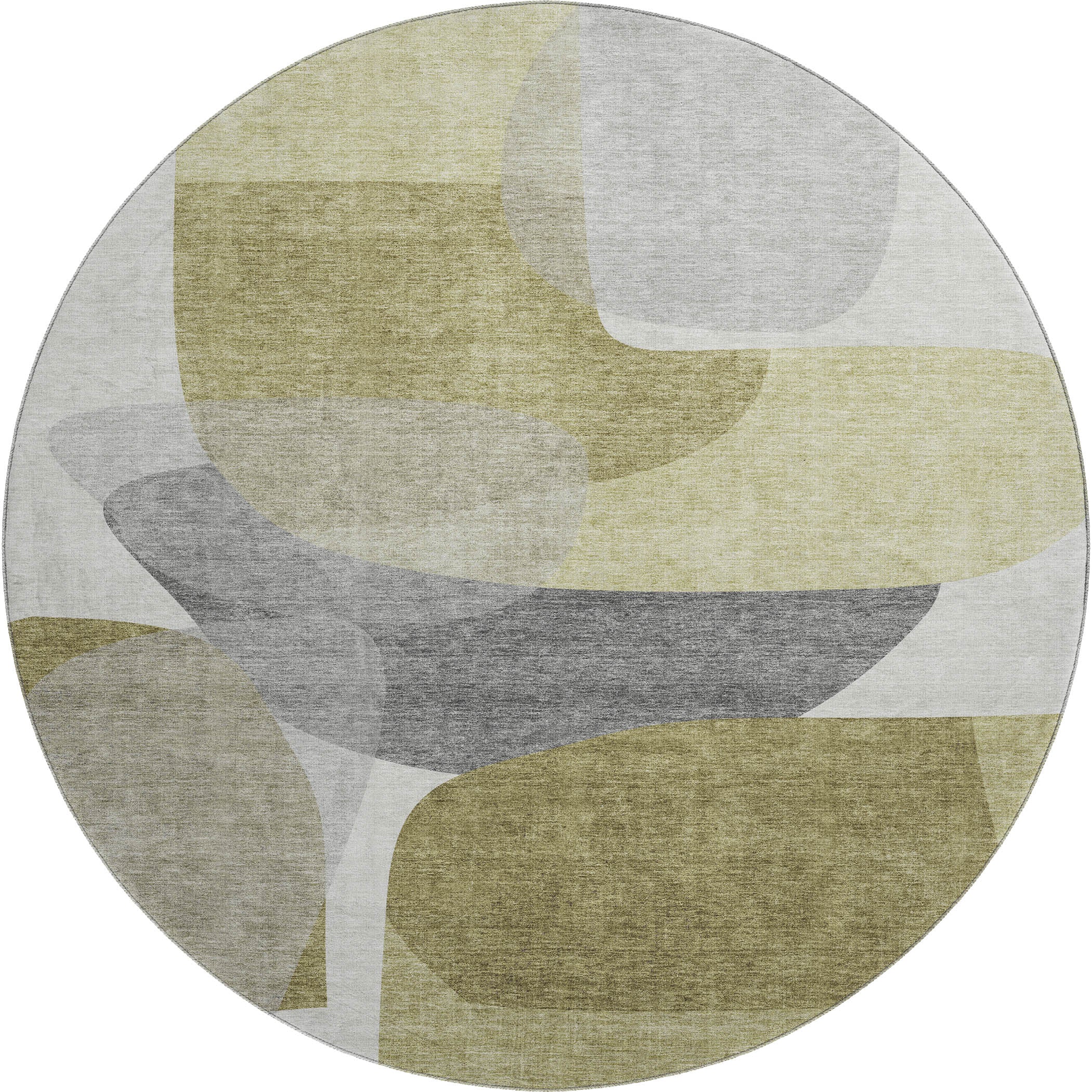 Lima Machine Washable Transitional Fern Green Rug 8' x 8' #shape_Round