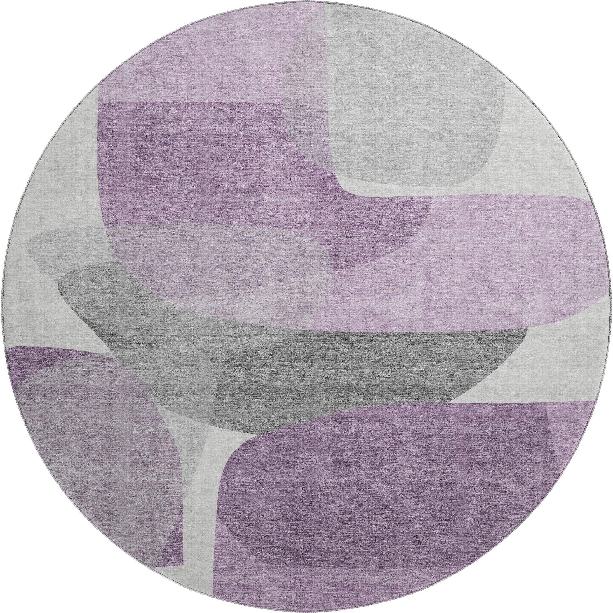 Lima Machine Washable Transitional Purple Rug 8' x 8' #shape_Round