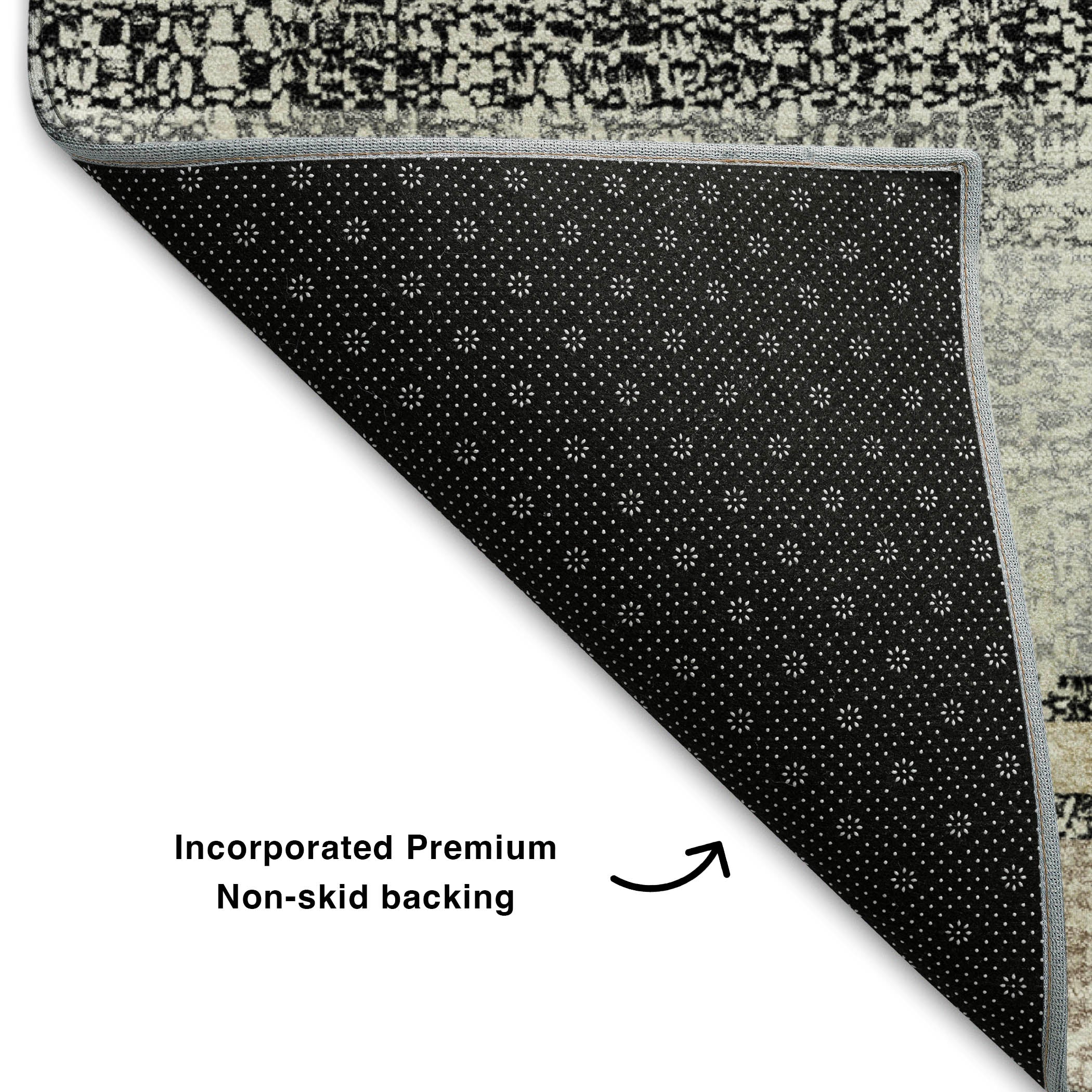 Valletta Machine Washable Transitional Black Rug 1'8" x 2'6" #shape_Rectangle