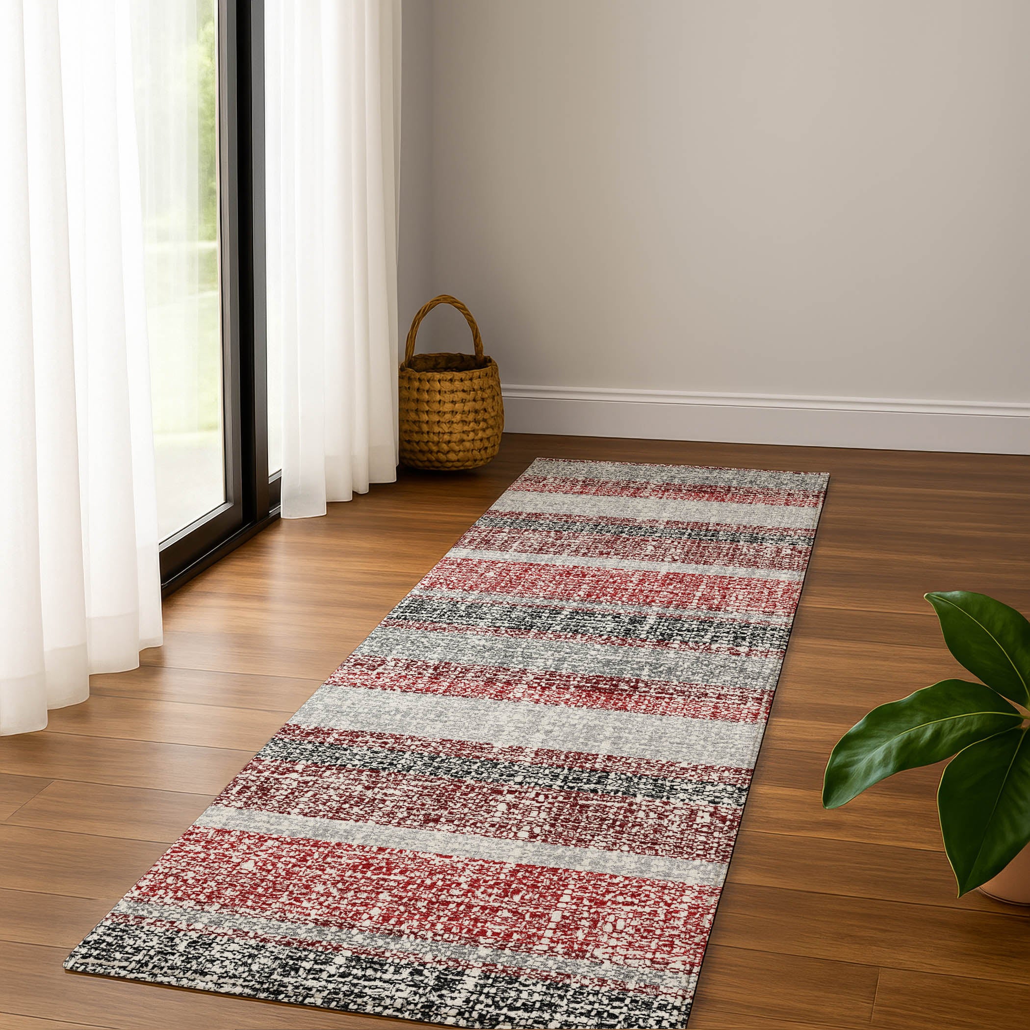 Valletta Machine Washable Transitional Burgundy Red Rug 2'3" x 7'6" #shape_Runner