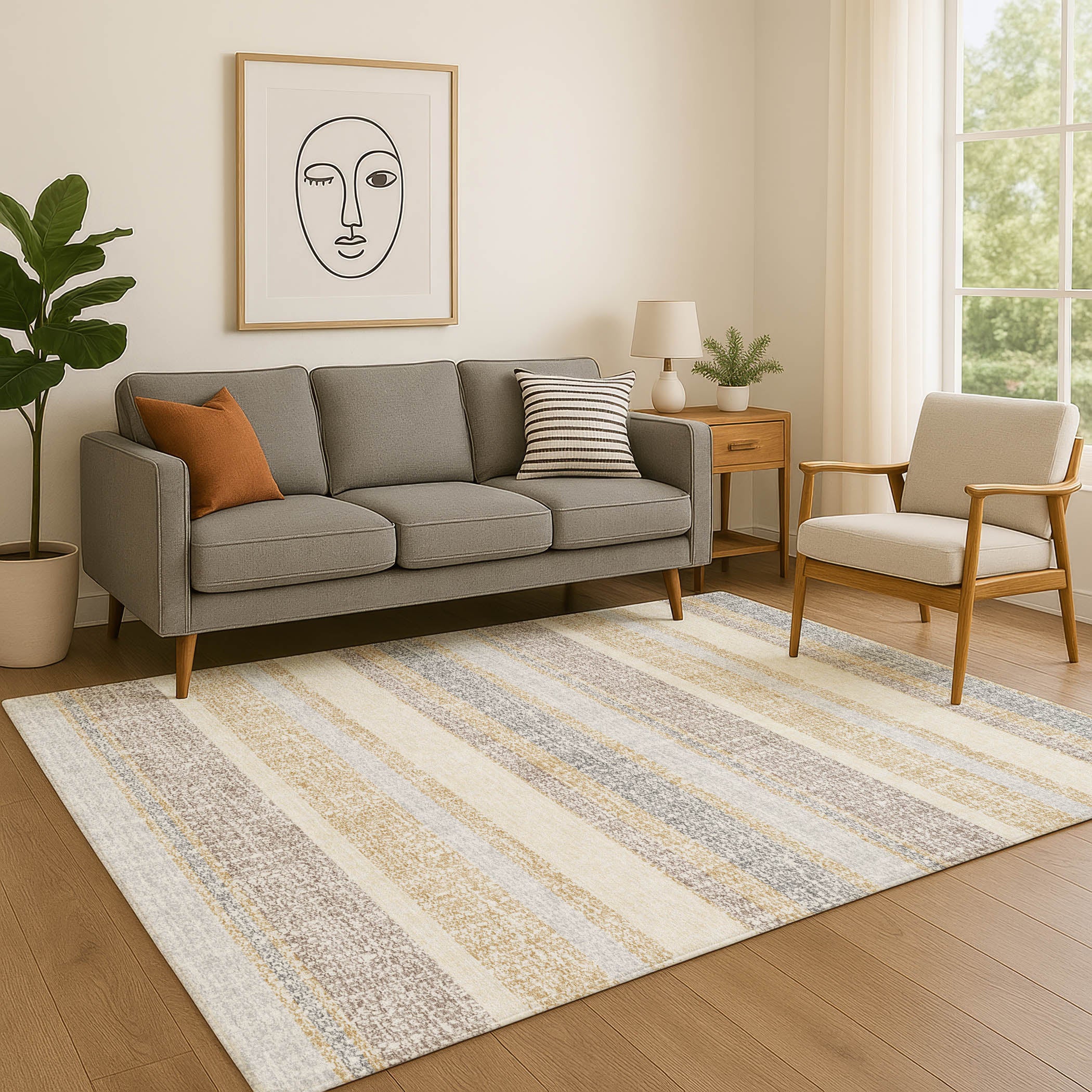 Valletta Machine Washable Transitional Gold Rug 2'6" x 3'10" #shape_Rectangle