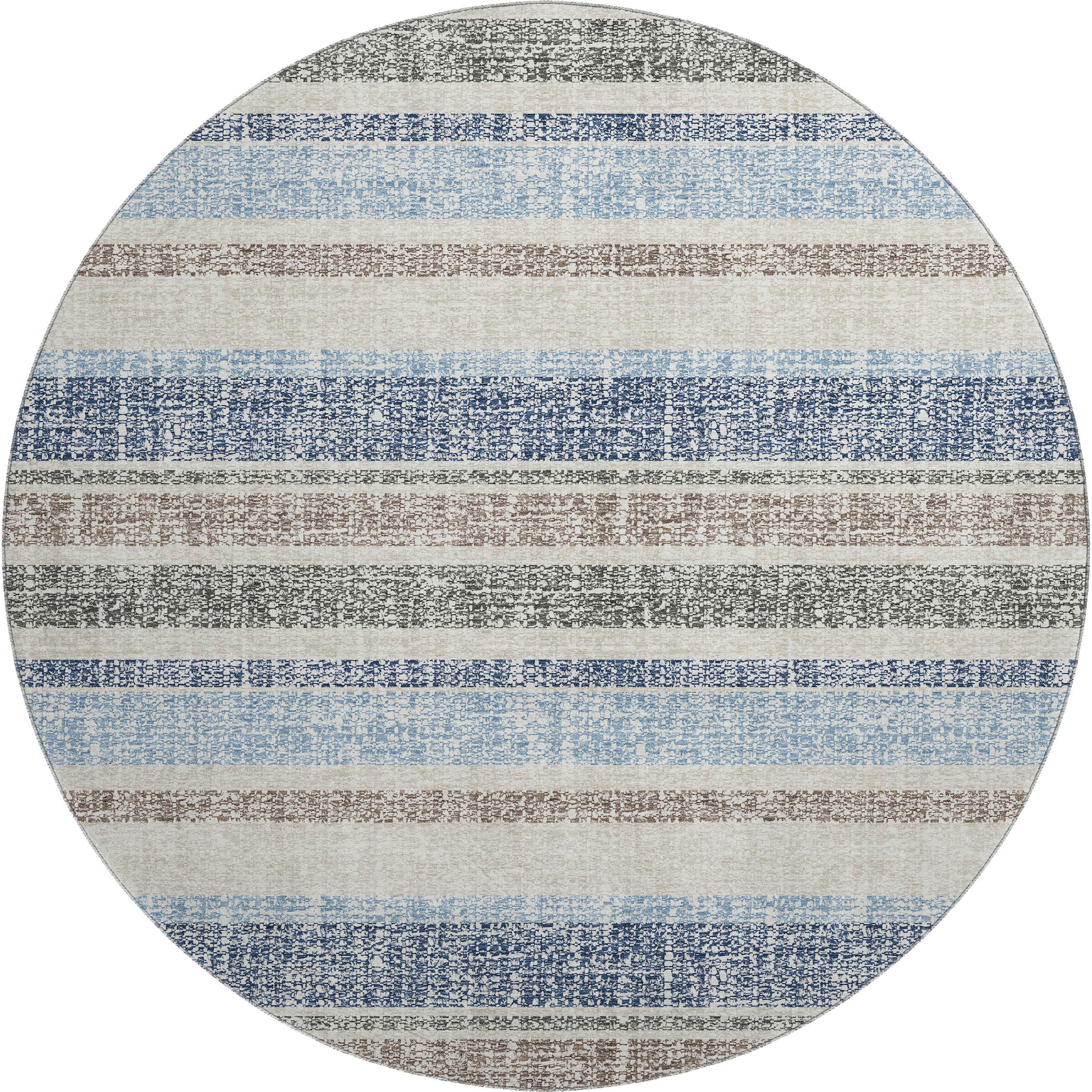 Valletta Machine Washable Transitional Navy Blue Rug 8' x 8' #shape_Round