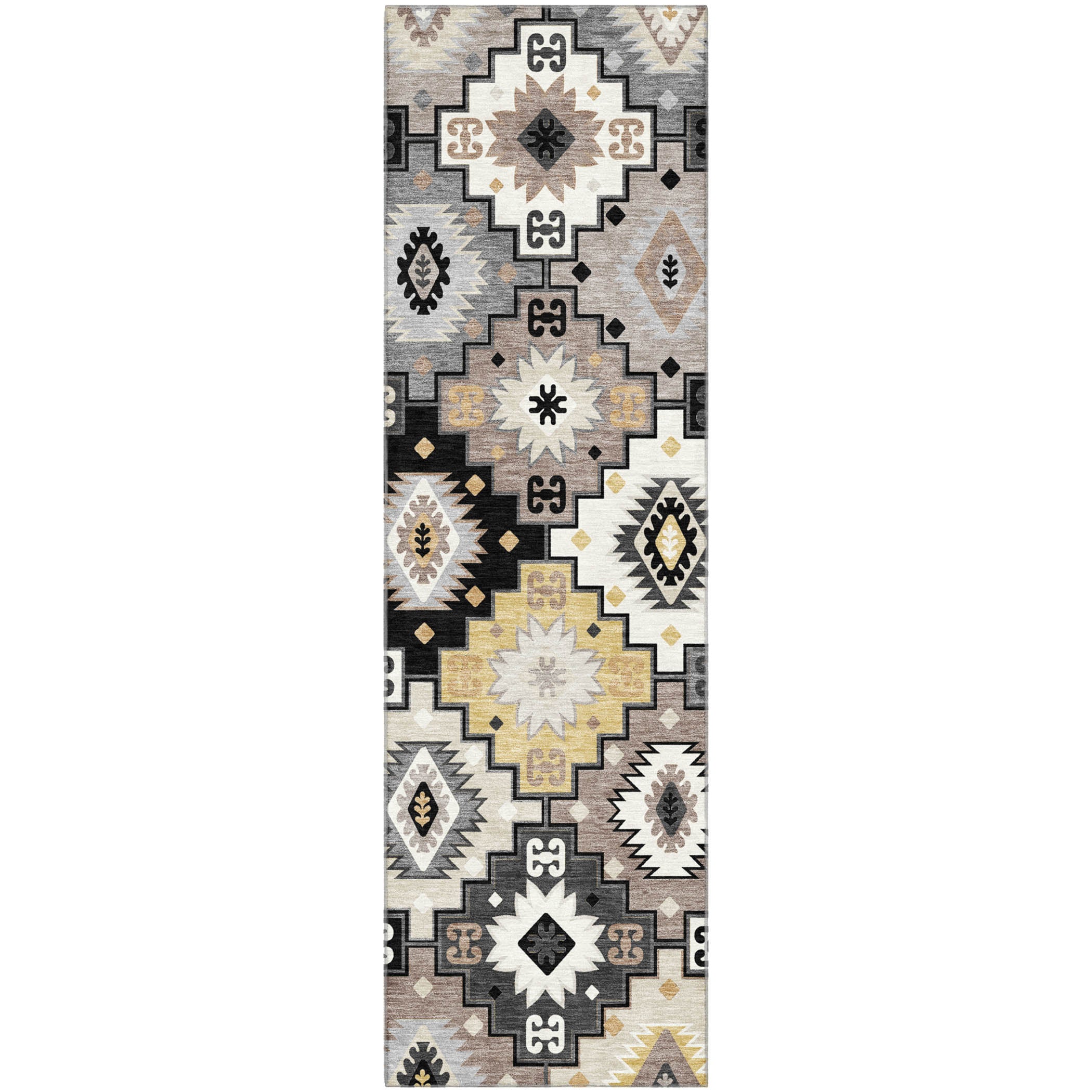 Athens Machine Washable Transitional Black Rug 2'3" x 7'6" #shape_Runner