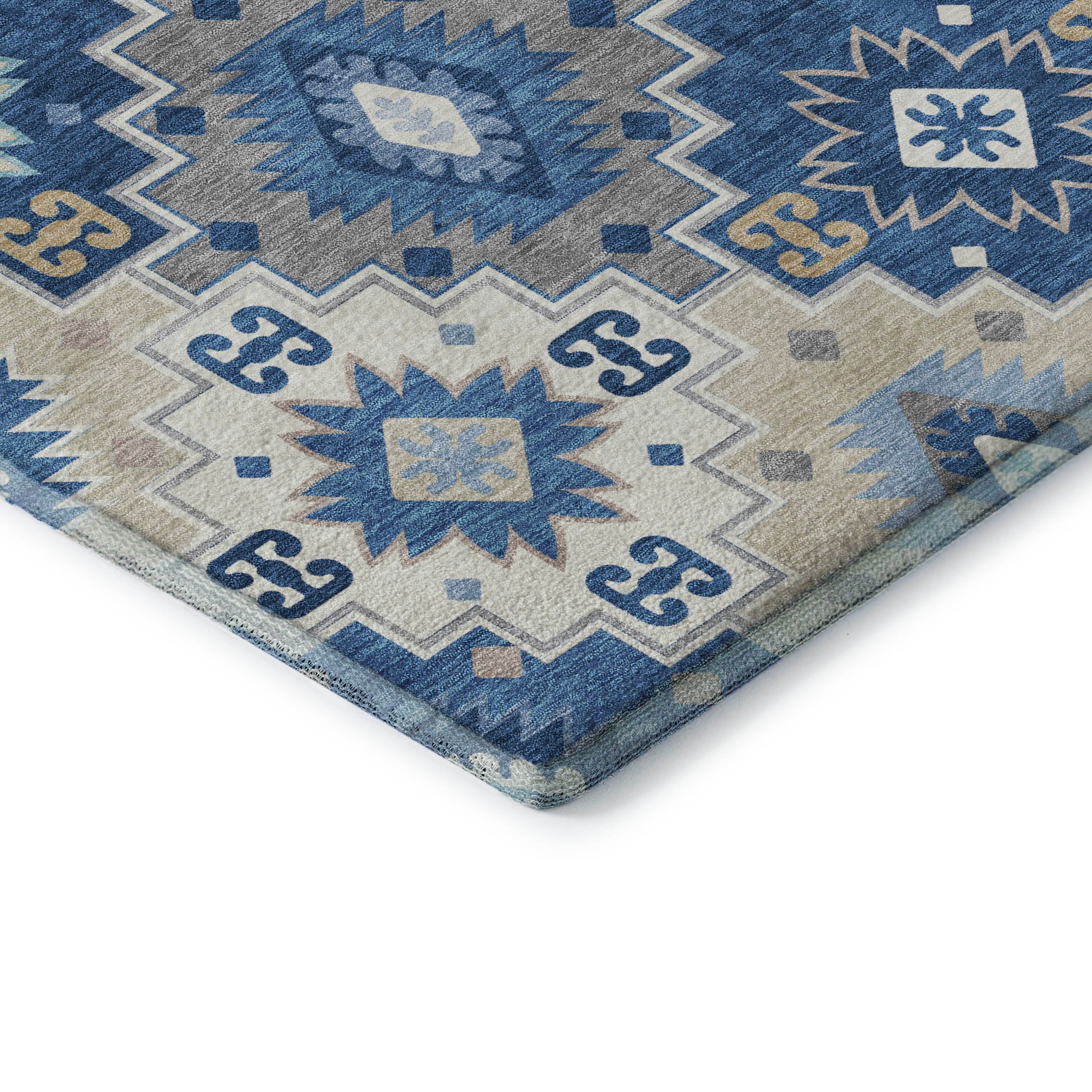 Athens Machine Washable Transitional Blue Rug 1'8" x 2'6" #shape_Rectangle