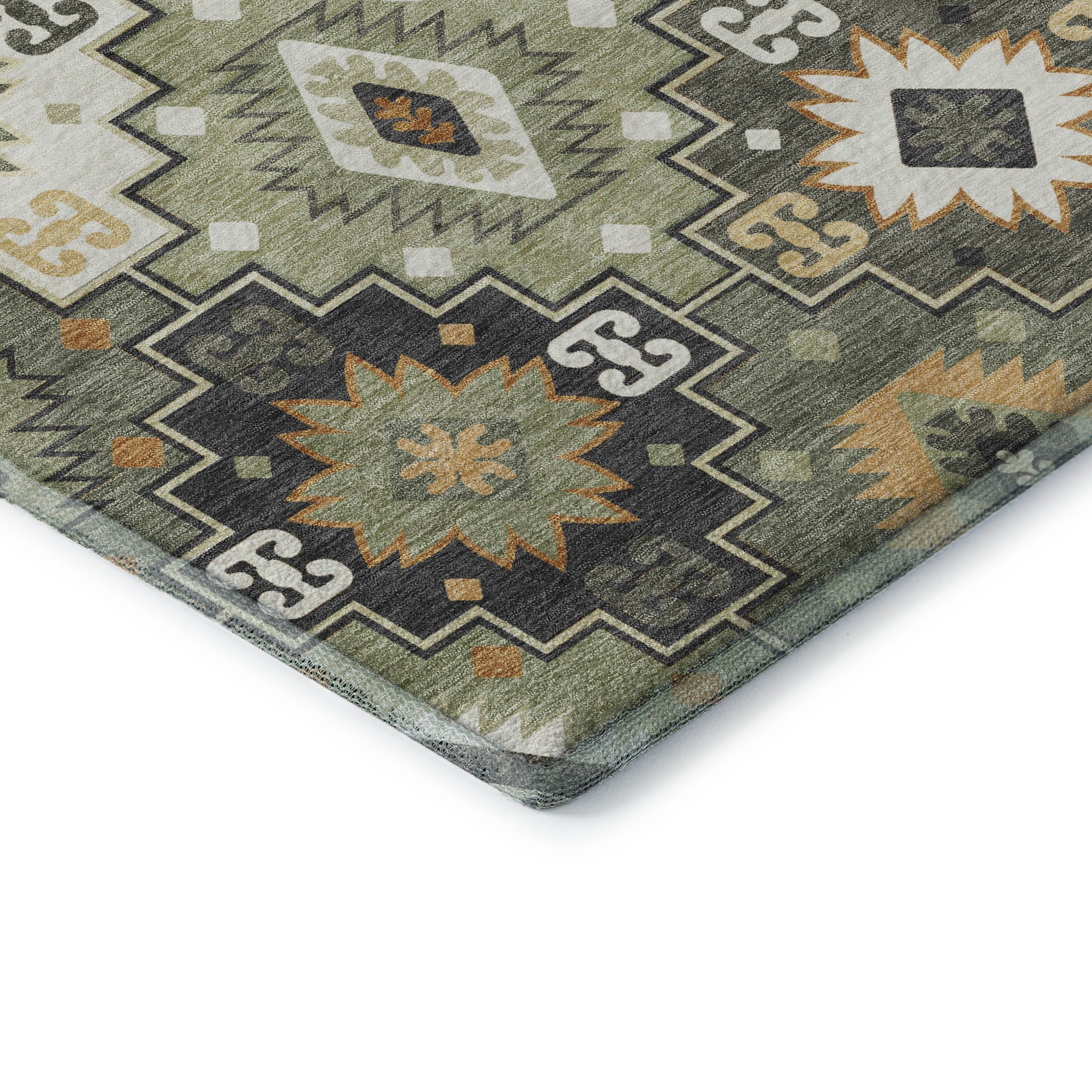Athens Machine Washable Transitional Fern Green Rug 1'8" x 2'6" #shape_Rectangle