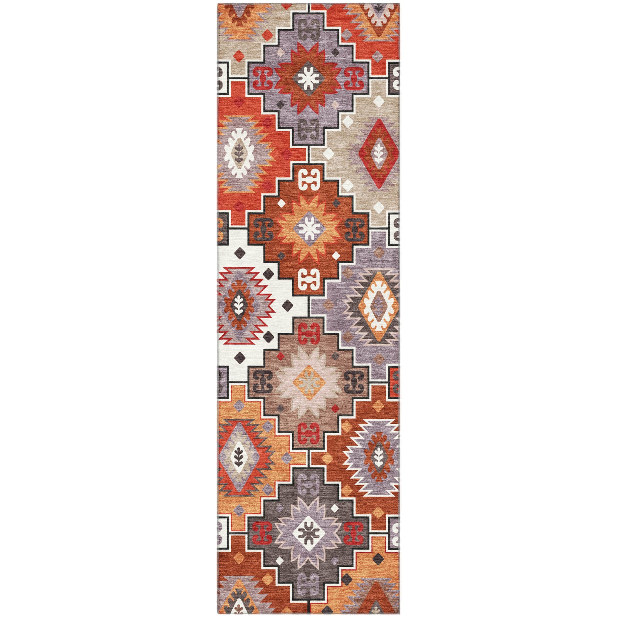 Athens Machine Washable Transitional Paprika Orange Rug 2'3" x 7'6" #shape_Runner