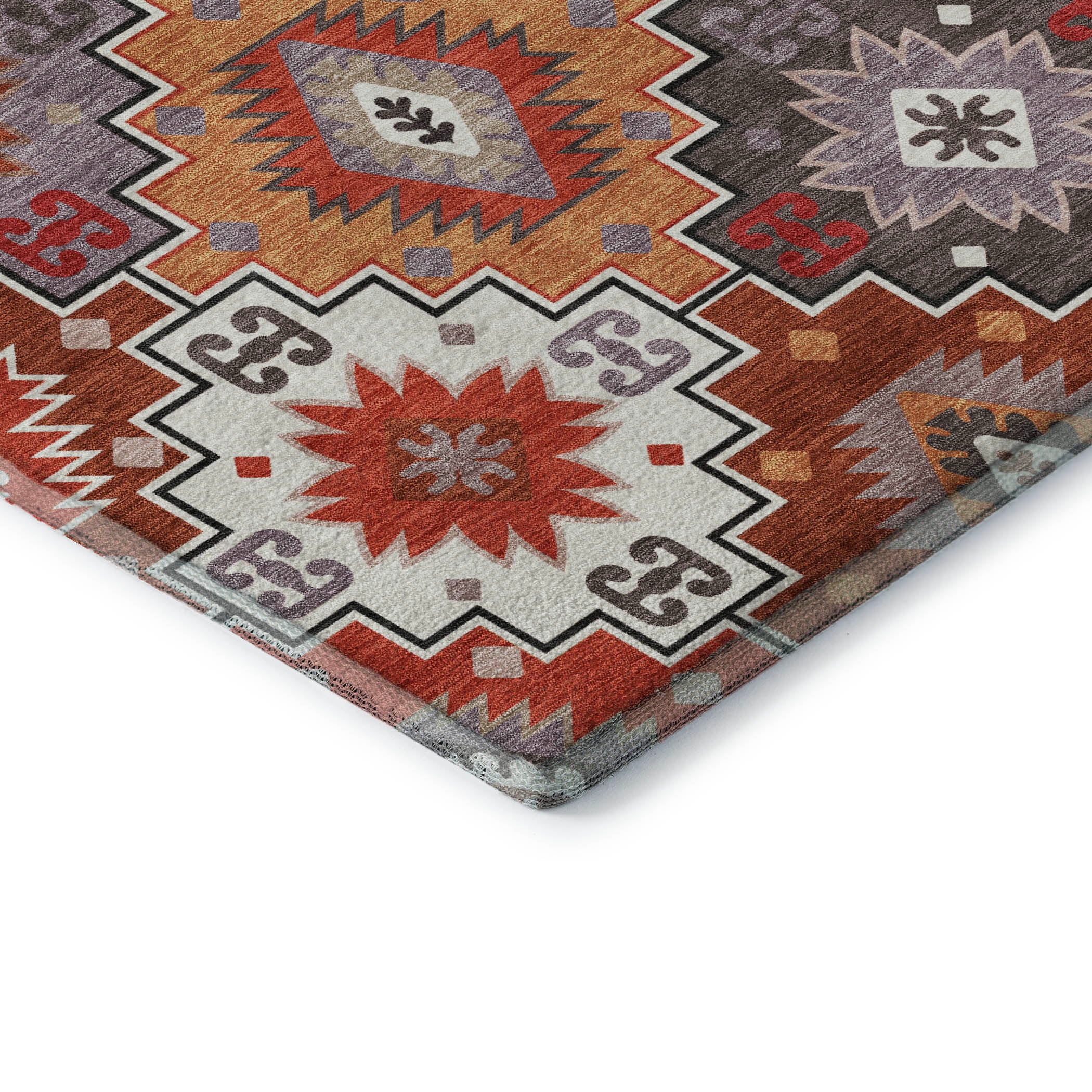 Athens Machine Washable Transitional Paprika Orange Rug 1'8" x 2'6" #shape_Rectangle