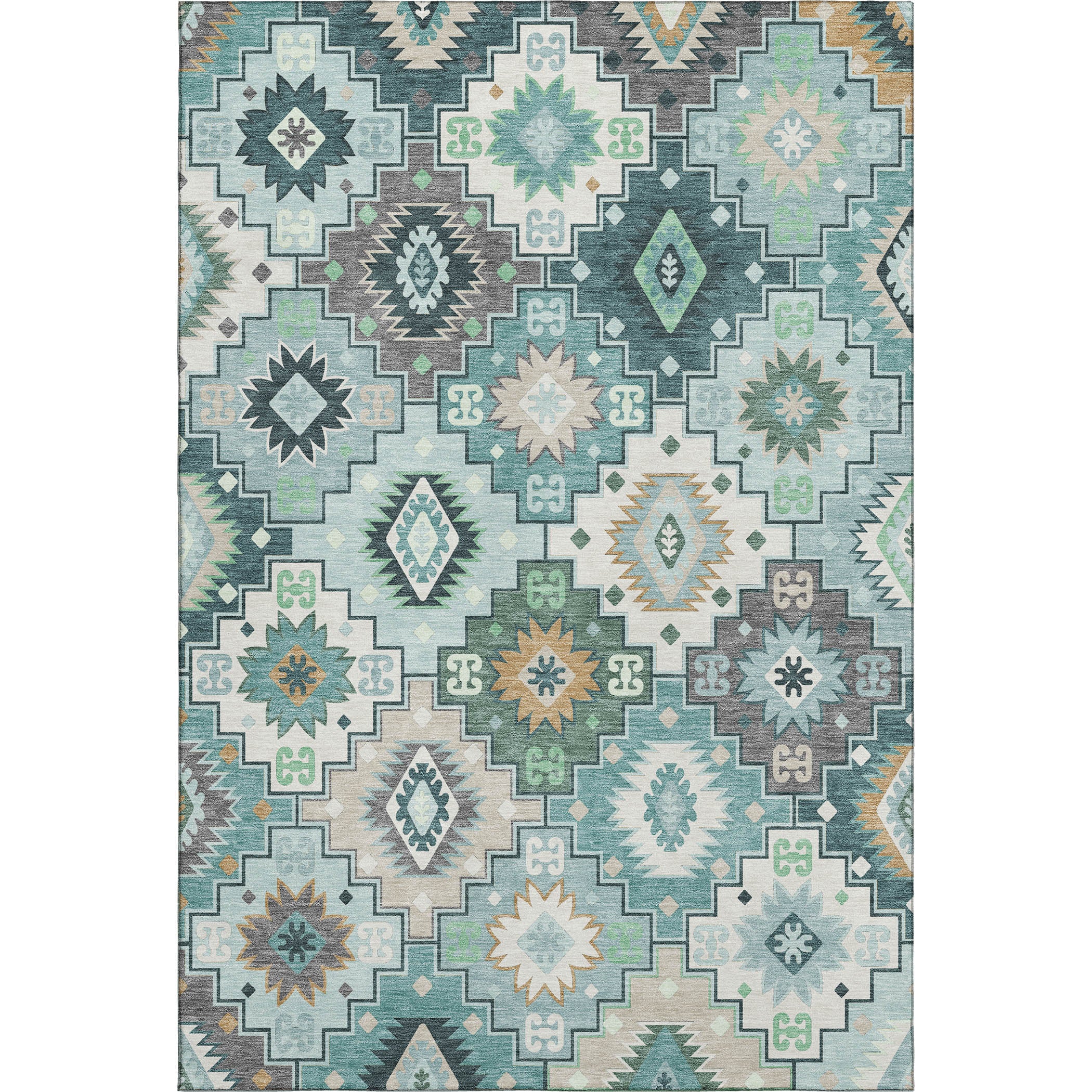 Athens Machine Washable Transitional Teal Rug 2'6" x 3'10" #shape_Rectangle