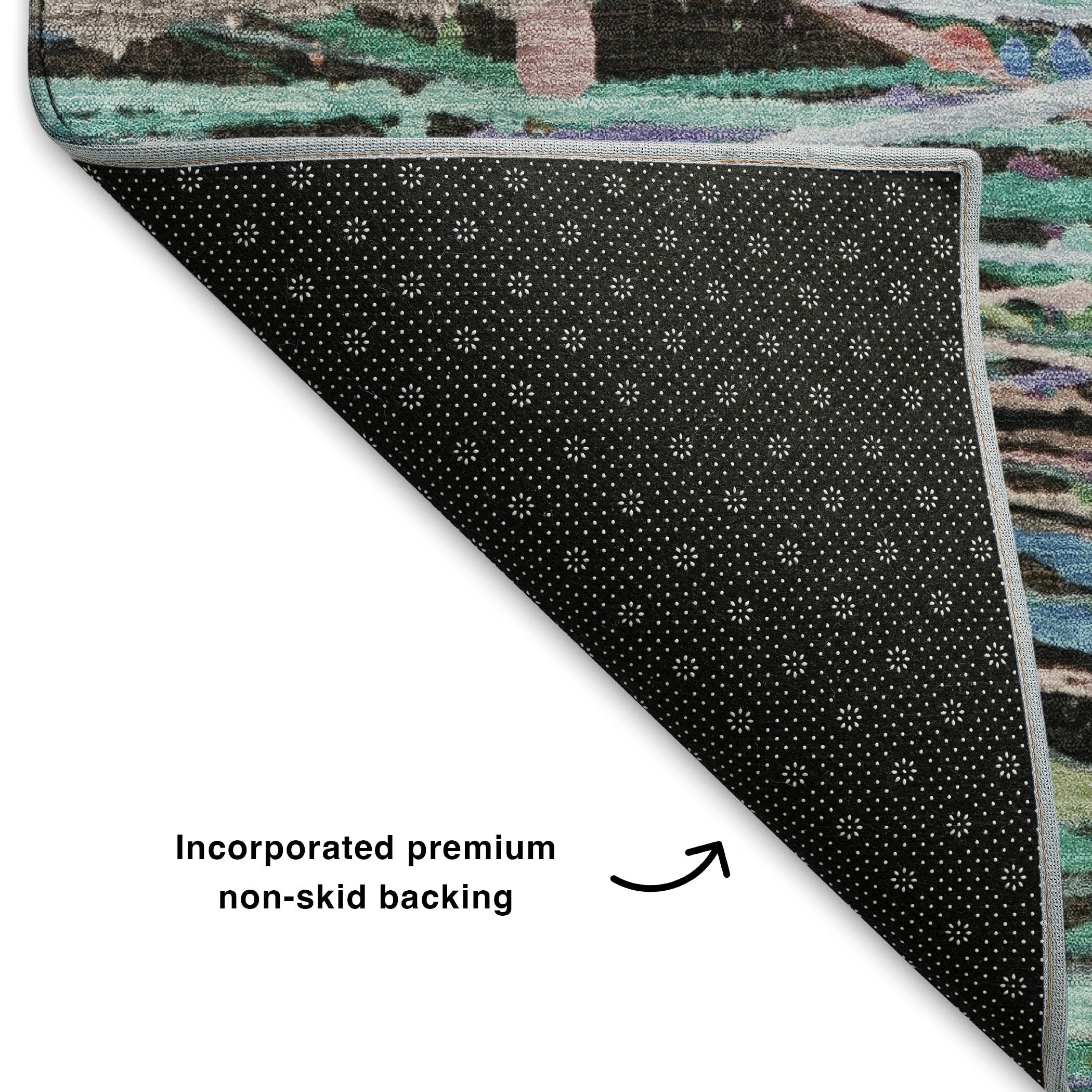 Luang Prabang Machine Washable Transitional Blue Rug 1'8" x 2'6" #shape_Rectangle