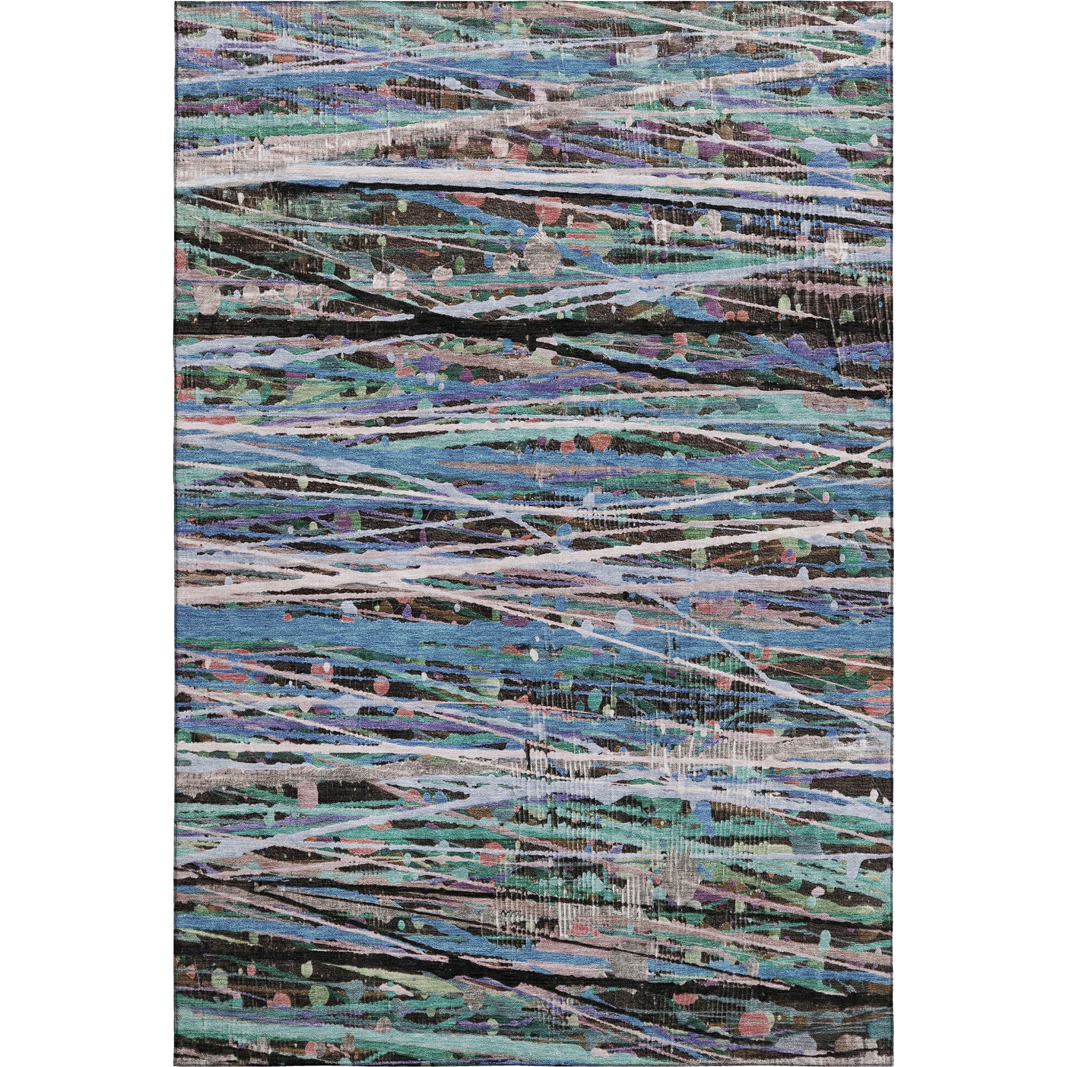 Luang Prabang Machine Washable Transitional Blue Rug 2'6" x 3'10" #shape_Rectangle