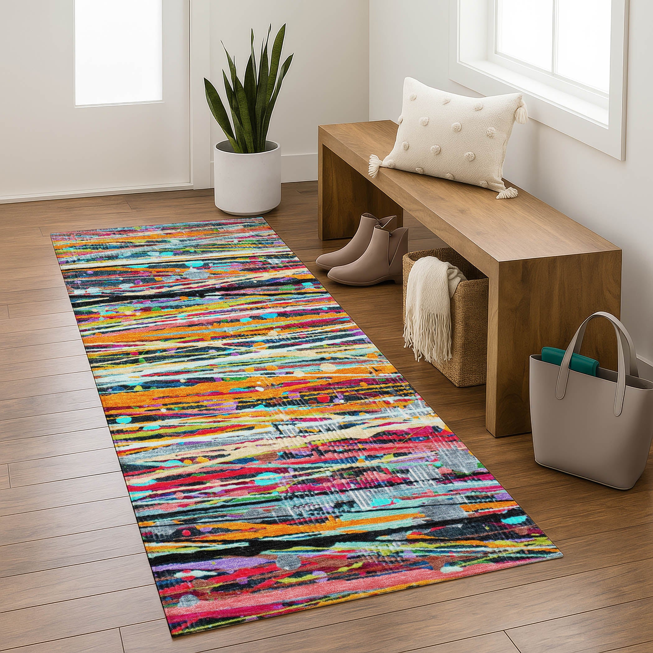 Luang Prabang Machine Washable Transitional Orange Rug 2'3" x 7'6" #shape_Runner