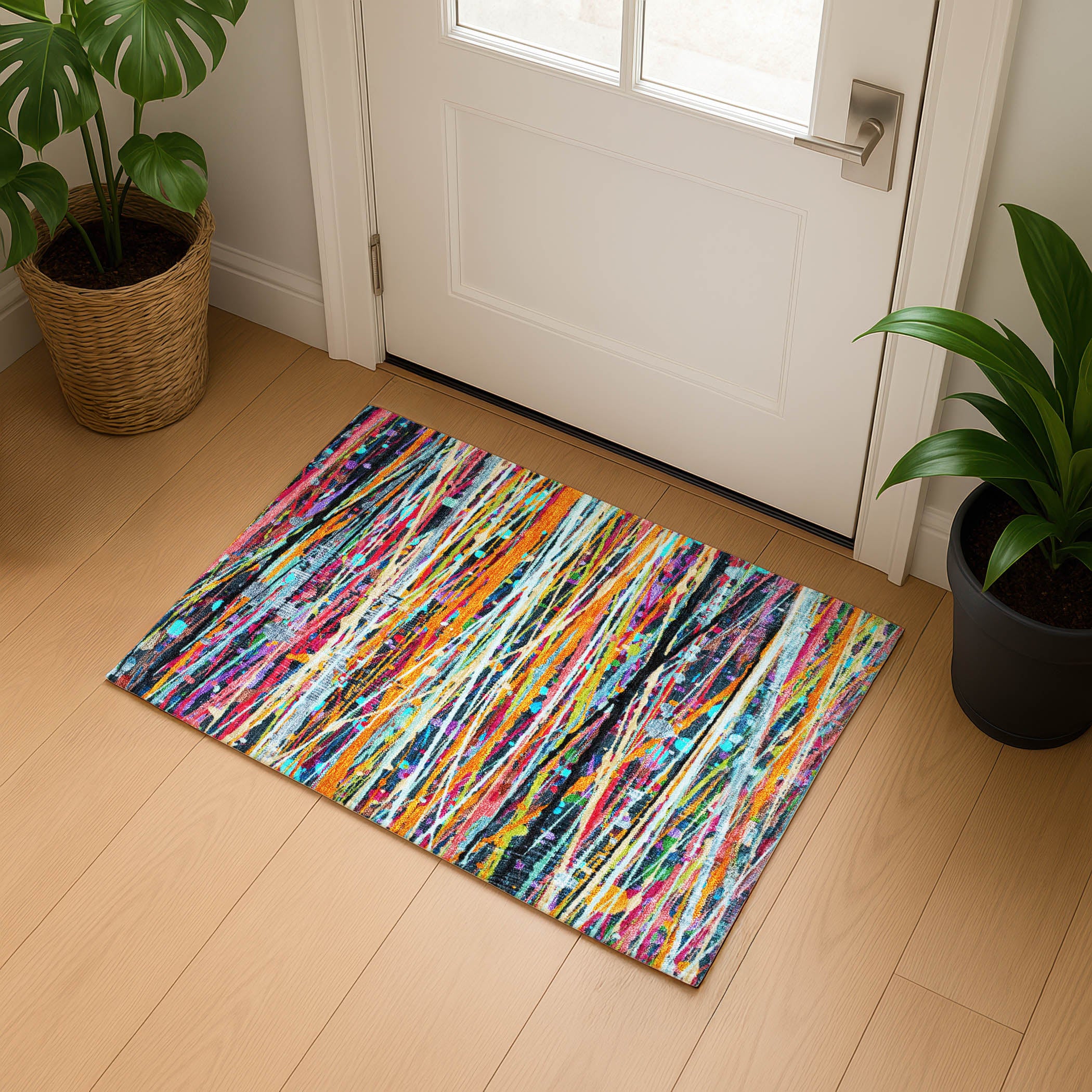 Luang Prabang Machine Washable Transitional Orange Rug 1'8" x 2'6" #shape_Rectangle