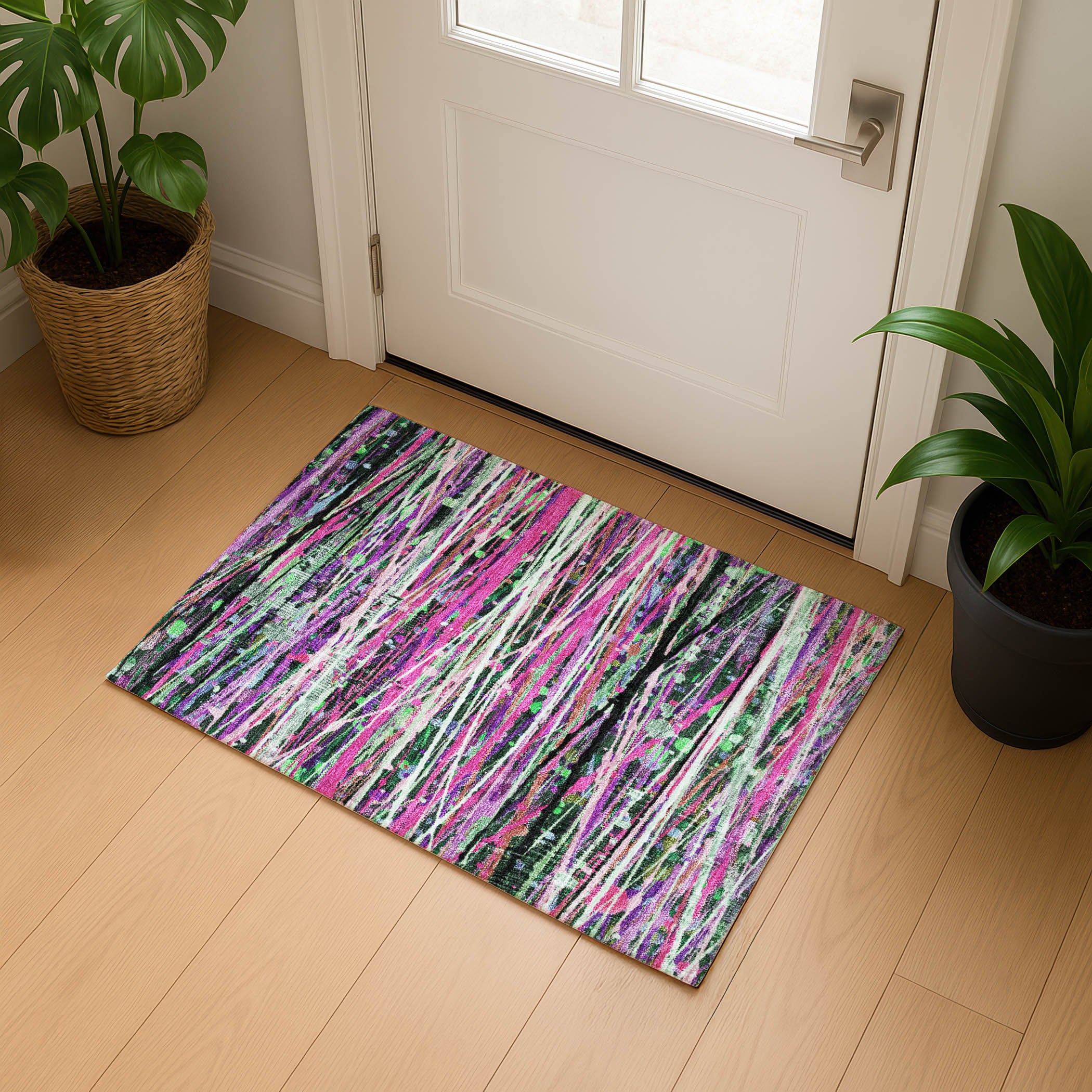 Luang Prabang Machine Washable Transitional Pink Rug 1'8" x 2'6" #shape_Rectangle