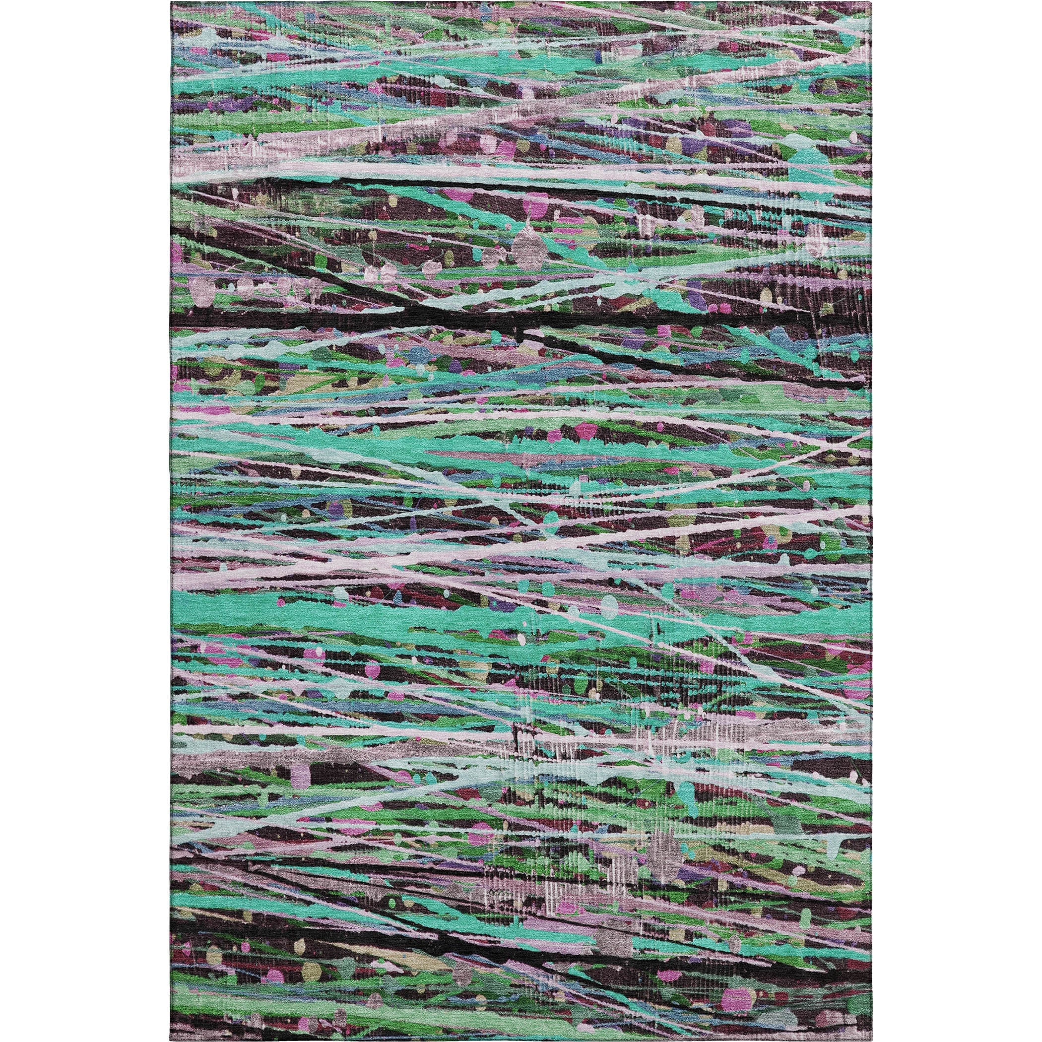 Luang Prabang Machine Washable Transitional Teal Rug 2'6" x 3'10" #shape_Rectangle