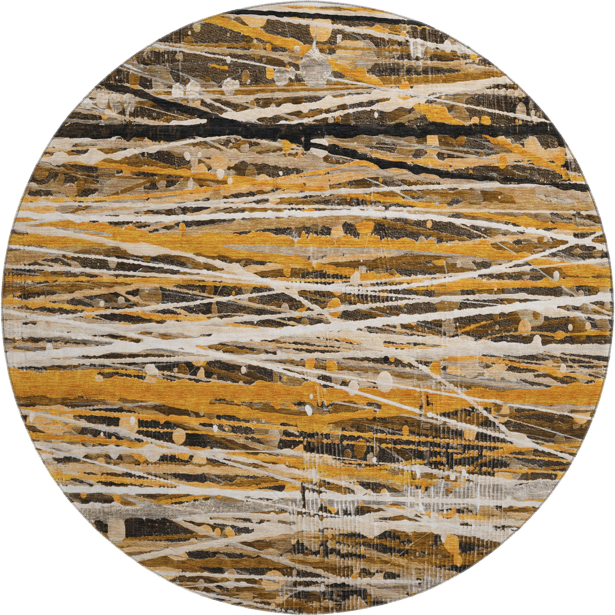 Cusco Machine Washable Transitional Copper Orange Rug 8' x 8' #shape_Round