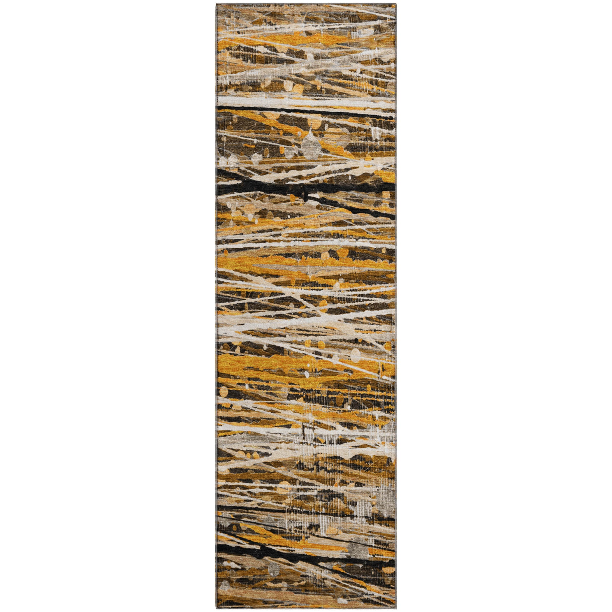 Cusco Machine Washable Transitional Copper Orange Rug 2'3" x 7'6" #shape_Runner